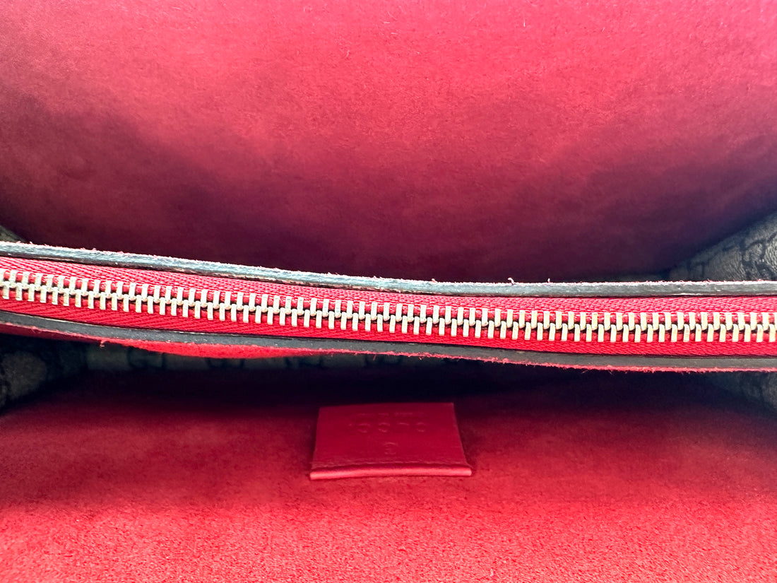 Gucci Dionysus GG Supreme Canvas Shoulder Bag With Red Tirm GG1093