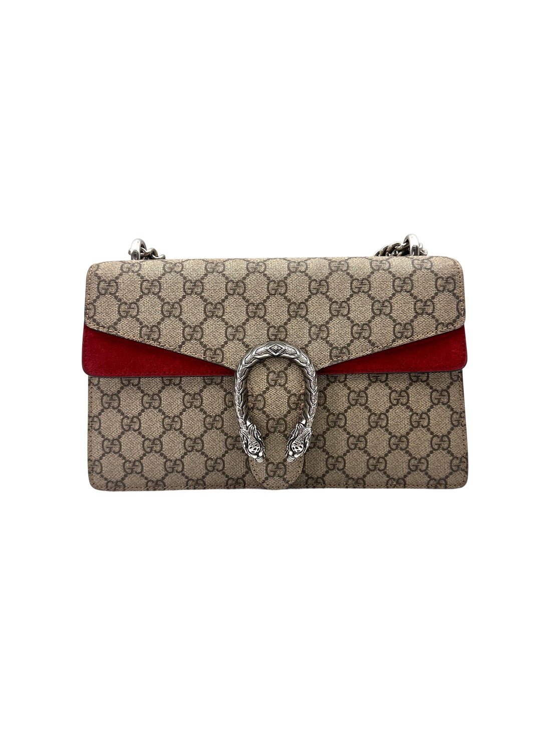 Gucci Dionysus GG Supreme Canvas Shoulder Bag With Red Tirm GG1102