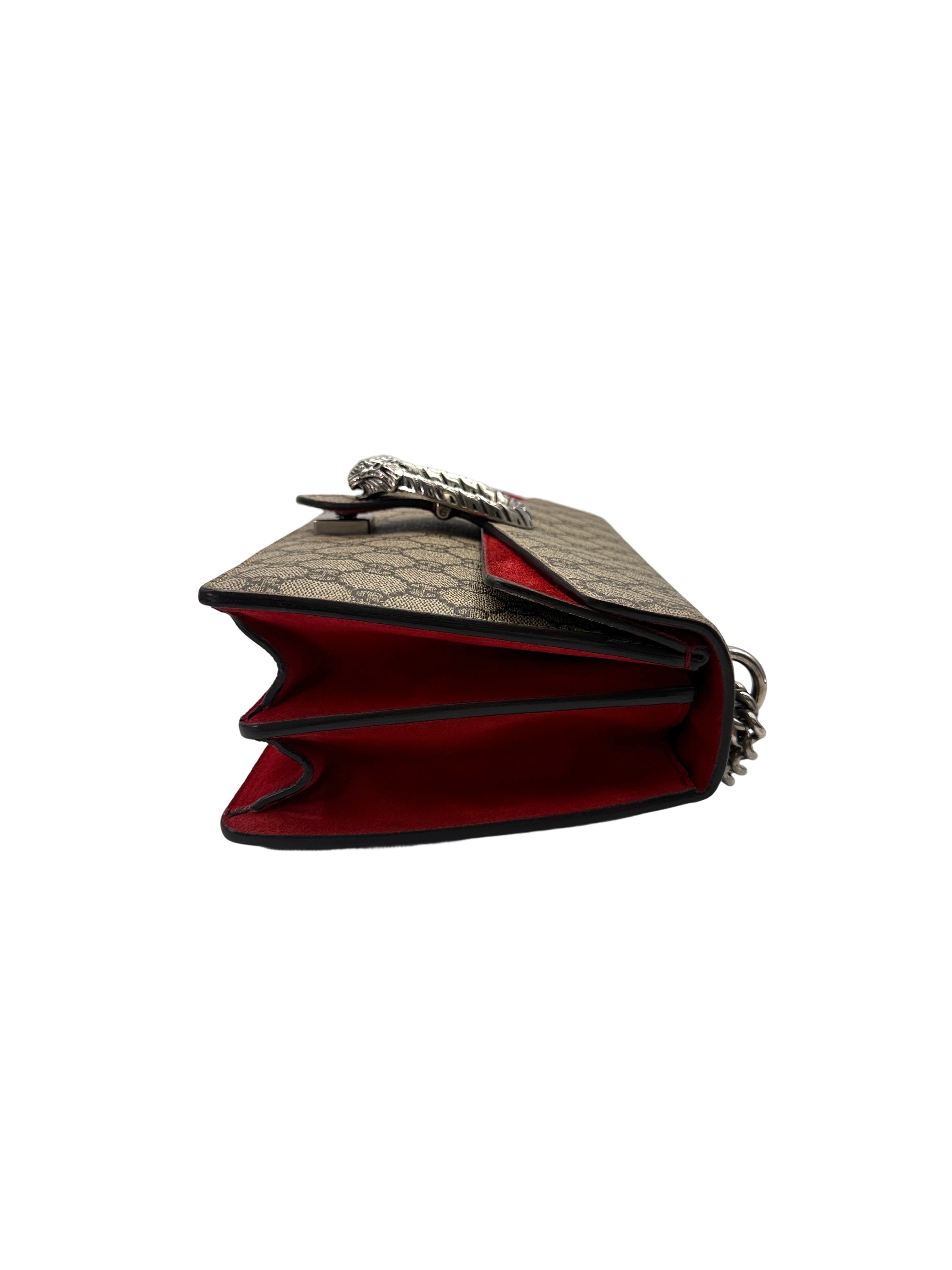 Gucci Dionysus GG Supreme Canvas Shoulder Bag With Red Tirm GG1102