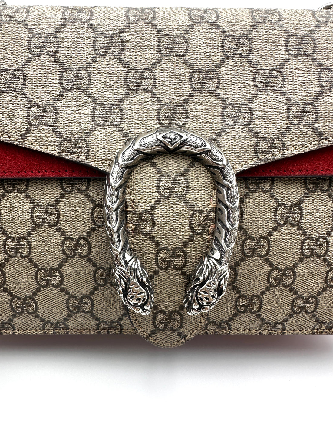 Gucci Dionysus GG Supreme Canvas Shoulder Bag With Red Tirm GG1102