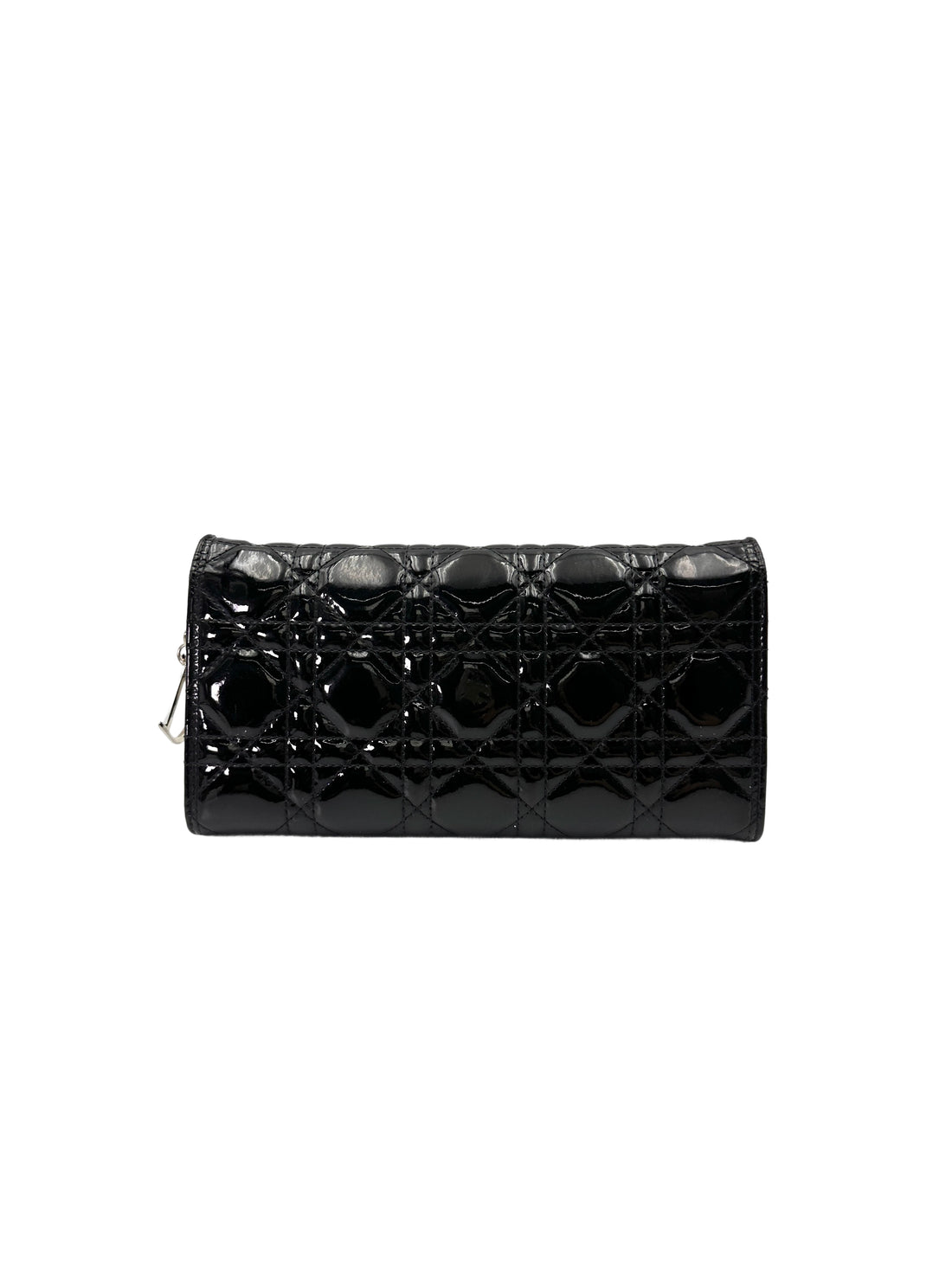 Christian Dior Lady Dior Black Patent Cannage Leather Chain Clutch DR746
