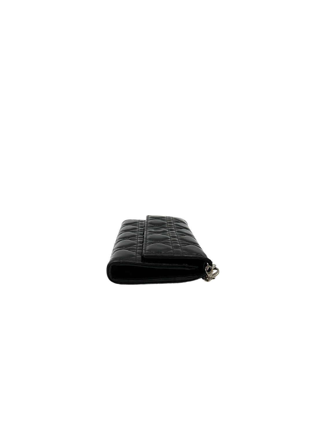 Christian Dior Lady Dior Black Patent Cannage Leather Chain Clutch DR746