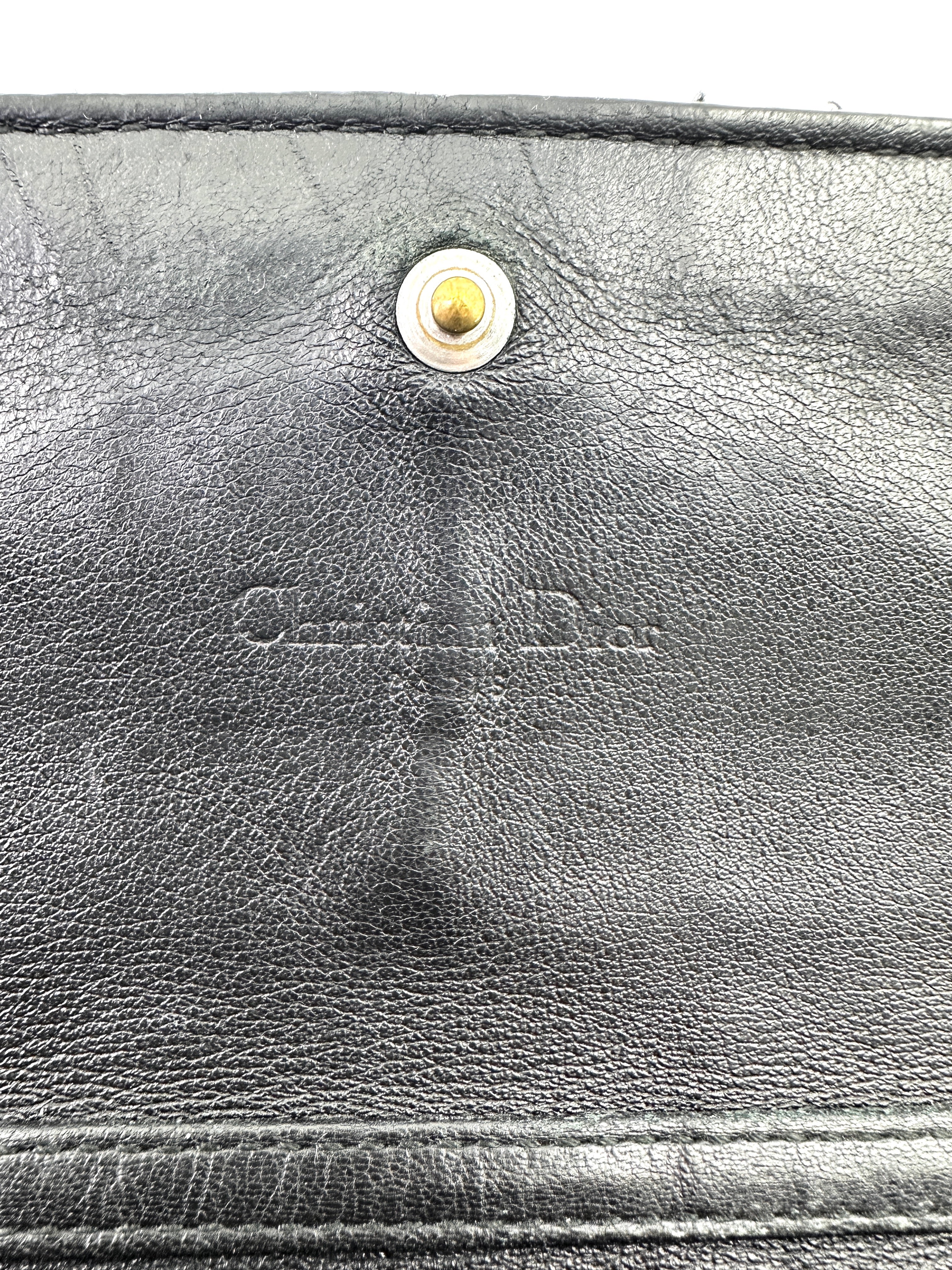 Christian Dior Lady Dior Black Patent Cannage Leather Chain Clutch DR746
