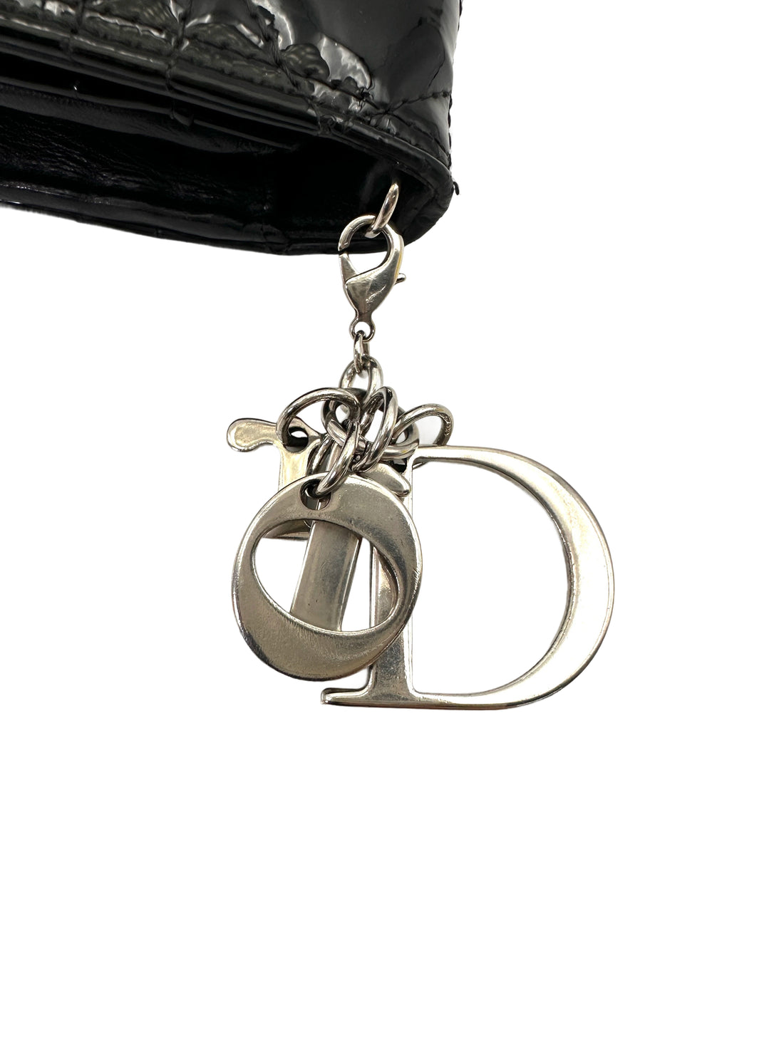Christian Dior Lady Dior Black Patent Cannage Leather Chain Clutch DR746