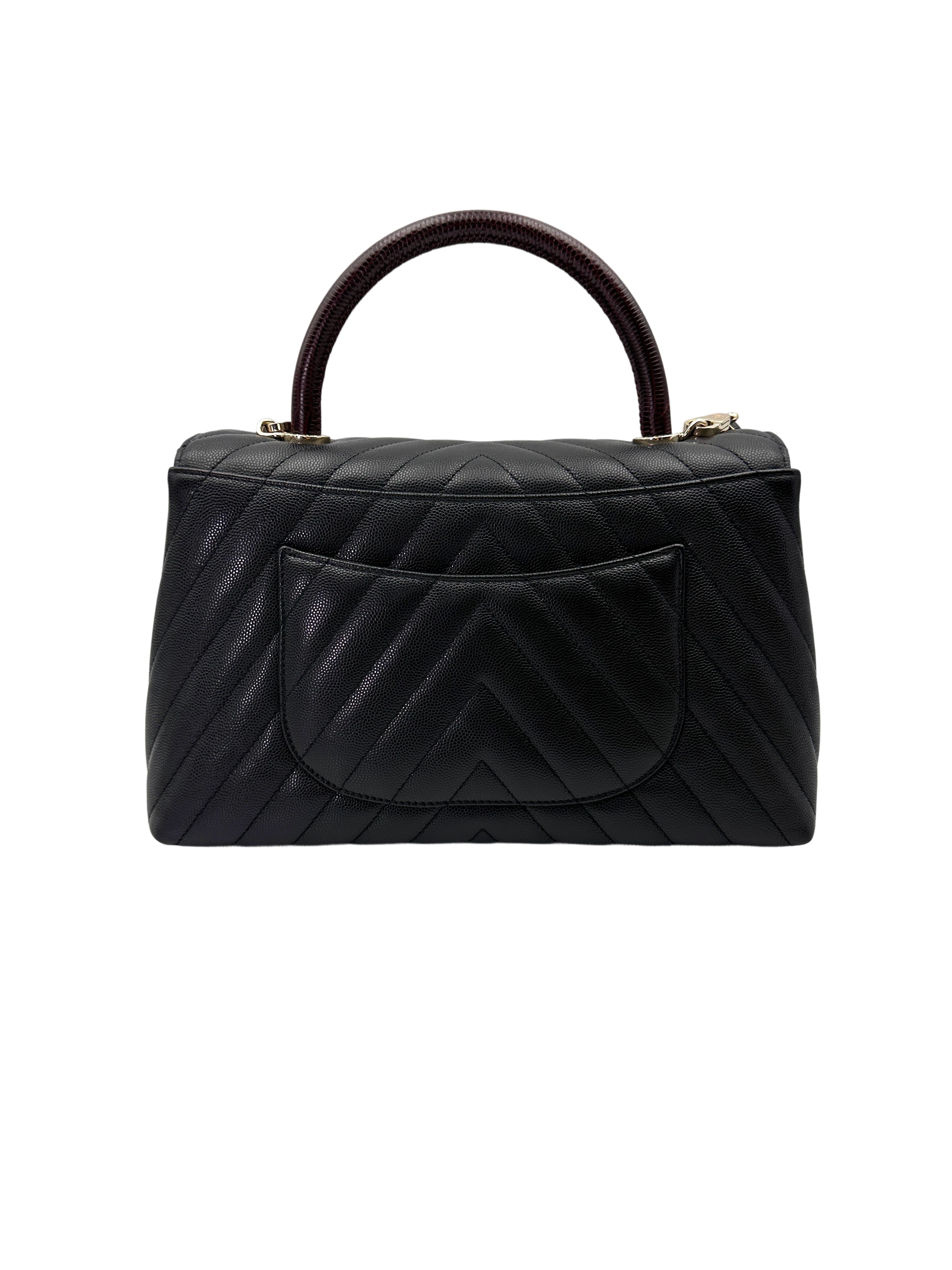 Chanel CoCo Handle Black Chevron Quilted Calfskin Shoulder Bag(29***58)CC2021