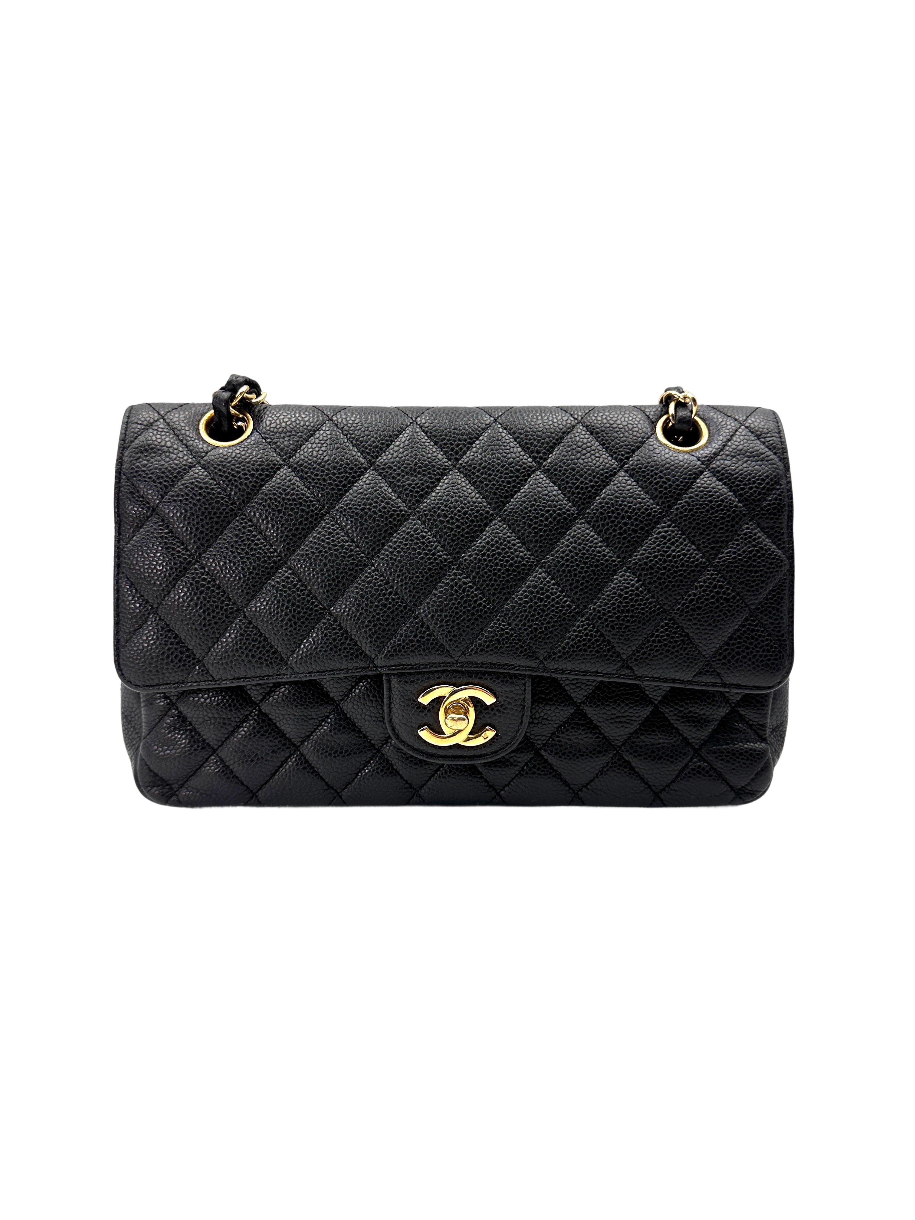 Chanel Classic Flap Black Quilted Leather Medium Size Flap Bag With Gold Buckle(12***53) CC2015