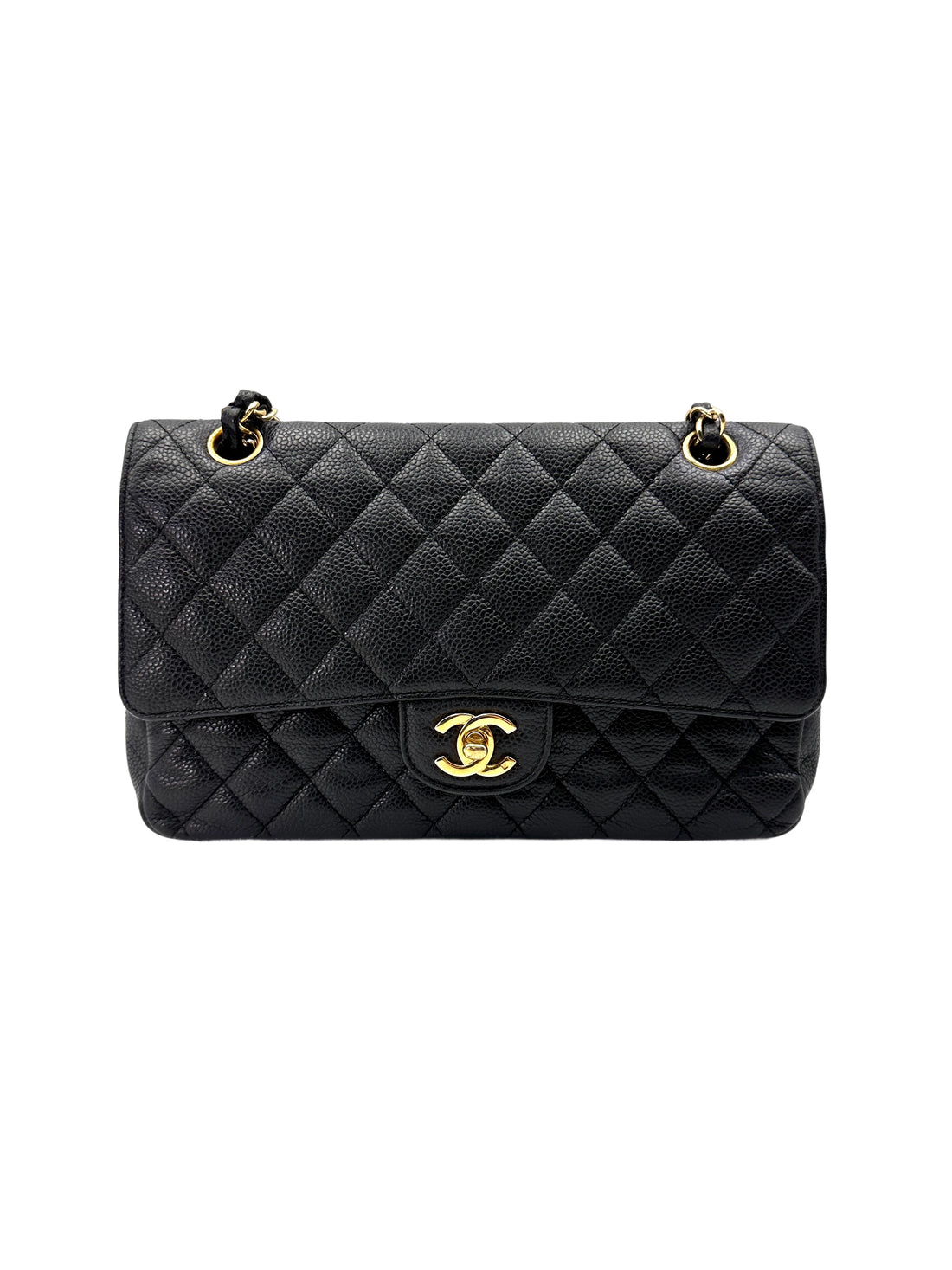 Chanel Classic Flap Black Quilted Leather Medium Size Flap Bag With Gold Buckle(12***53) CC2015