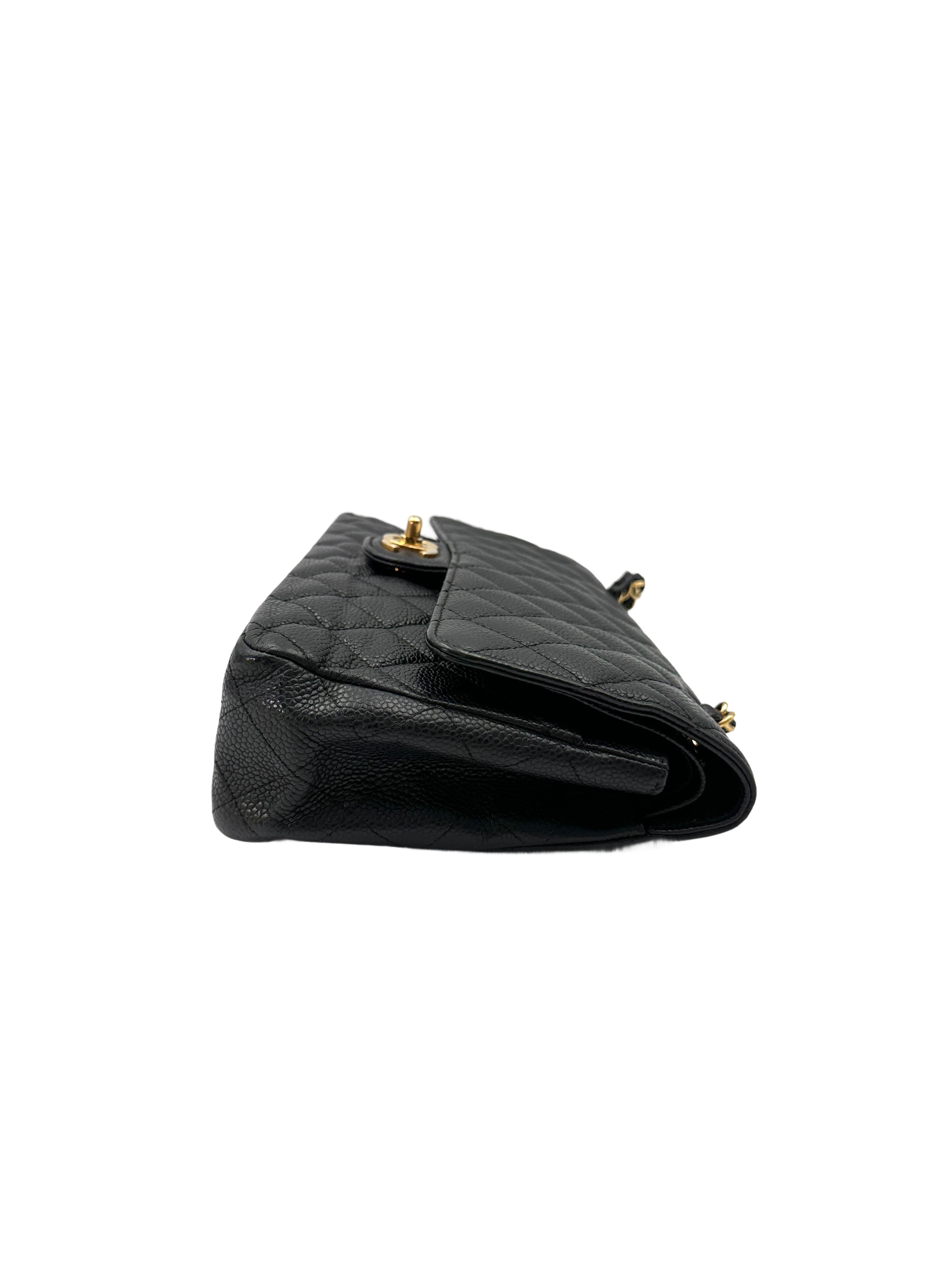 Chanel Classic Flap Black Quilted Leather Medium Size Flap Bag With Gold Buckle(12***53) CC2015