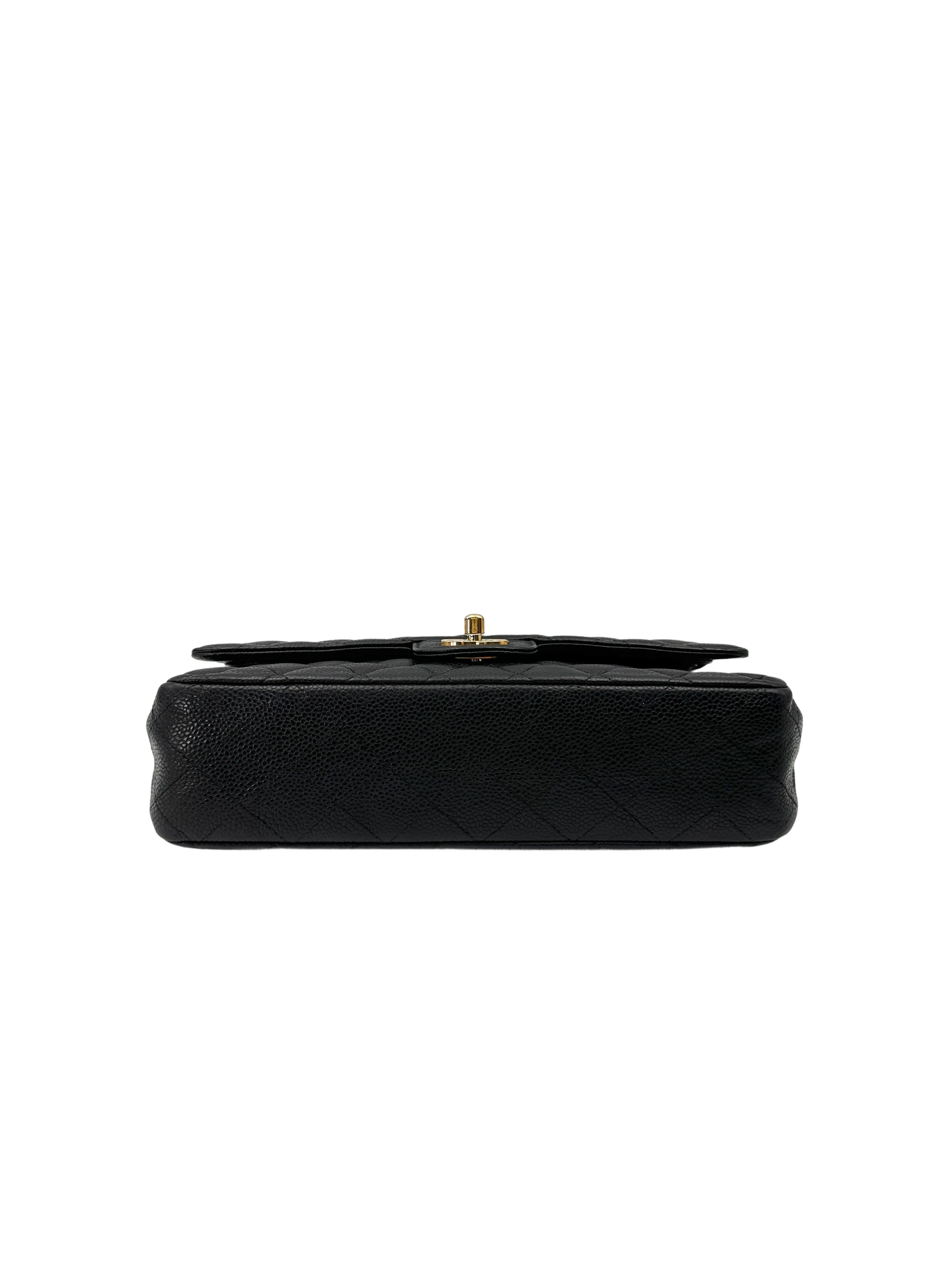 Chanel Classic Flap Black Quilted Leather Medium Size Flap Bag With Gold Buckle(12***53) CC2015