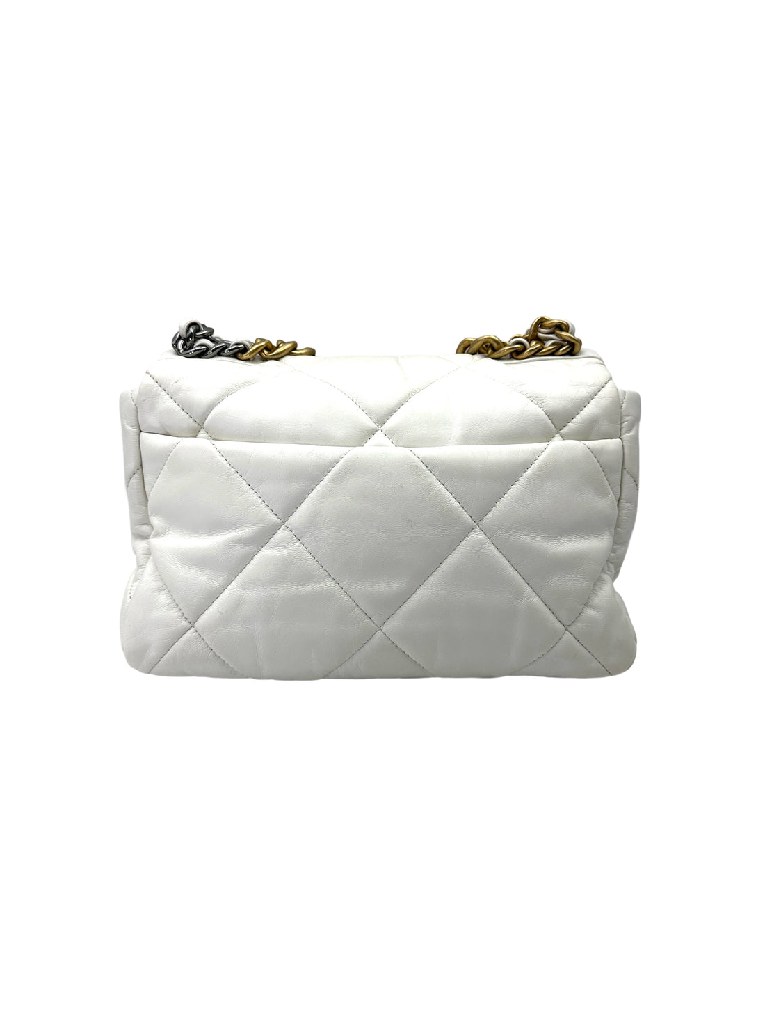 Chanel 19Bag White Quilted Leather Flap Bag With Gold Buckle(30***71) CC2014