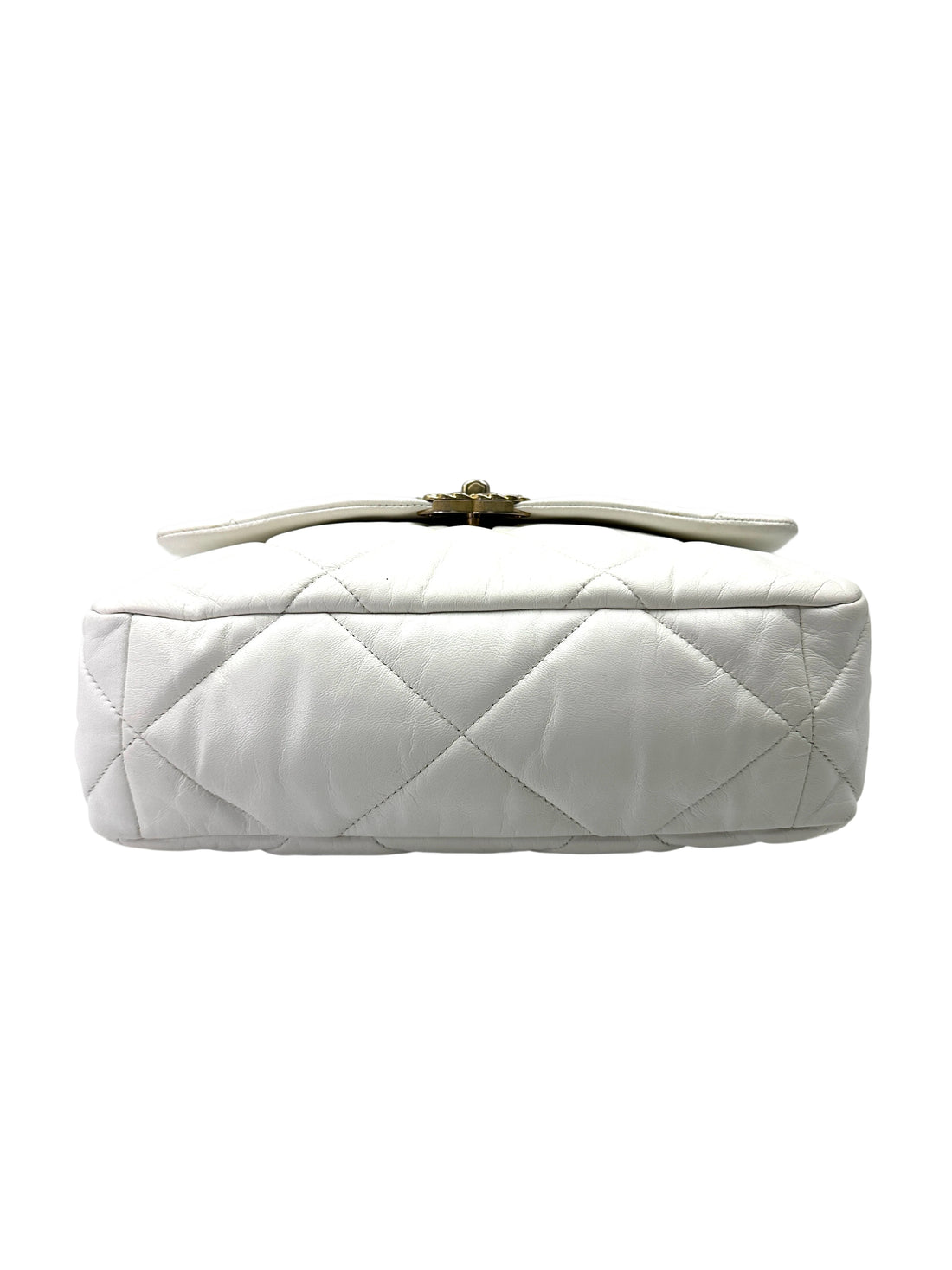 Chanel 19Bag White Quilted Leather Flap Bag With Gold Buckle(30***71) CC2014