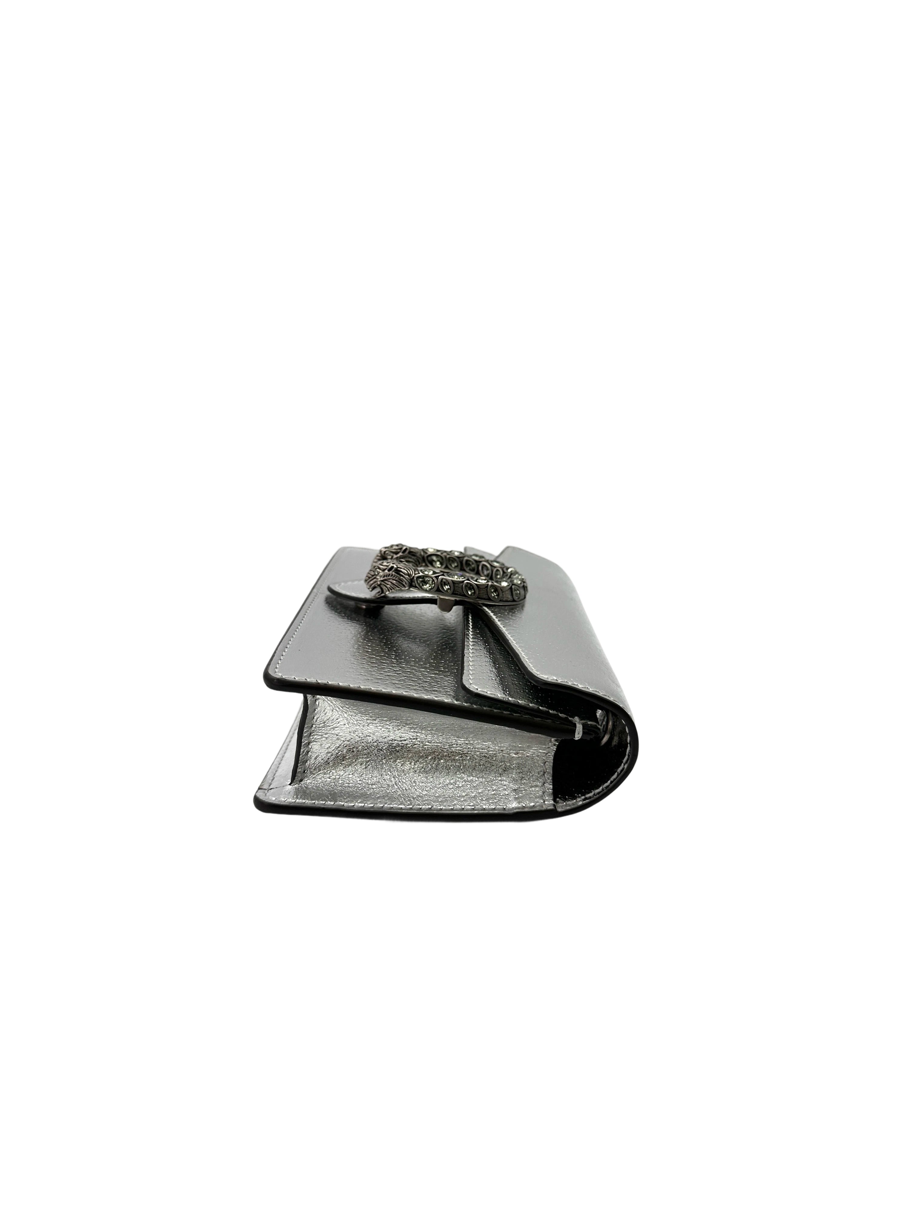 Gucci Dionysus Silver Leather Mini Shoulder Bag GG1096