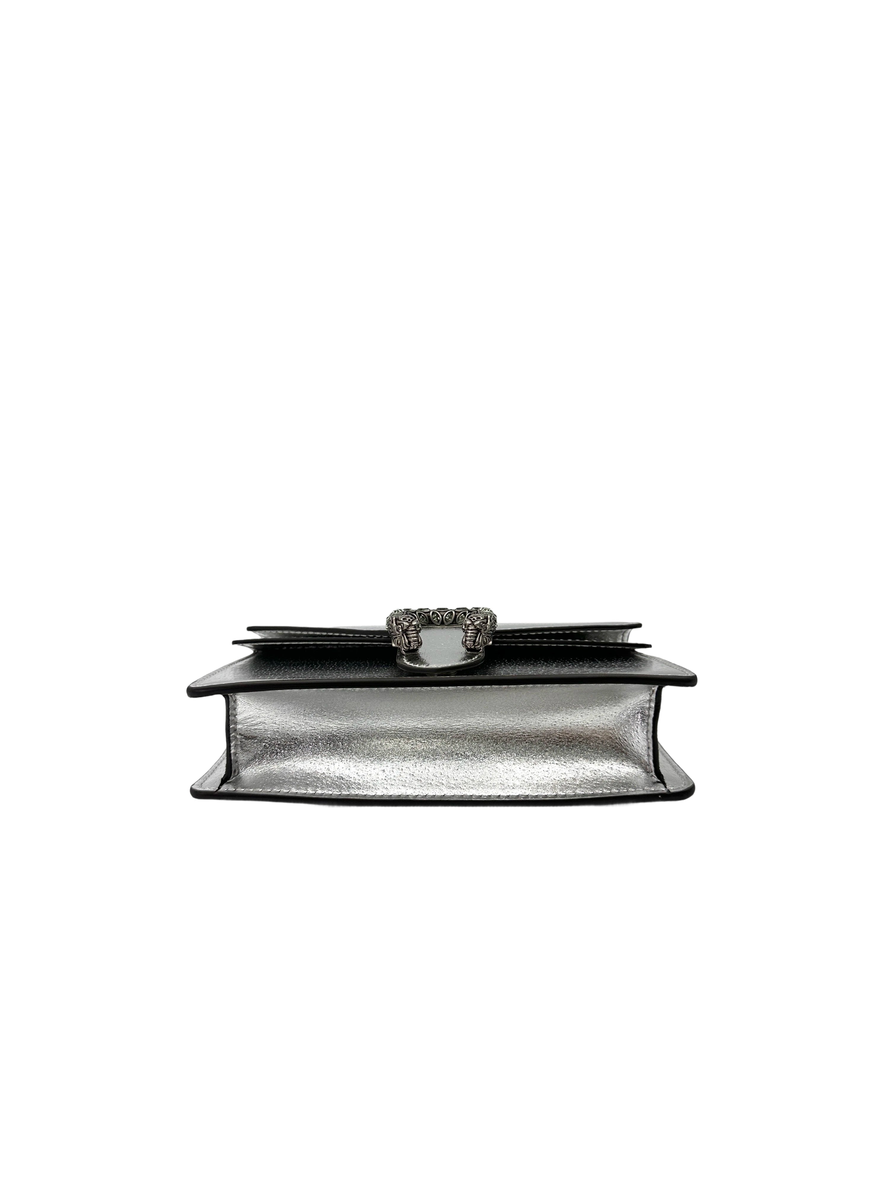 Gucci Dionysus Silver Leather Mini Shoulder Bag GG1096