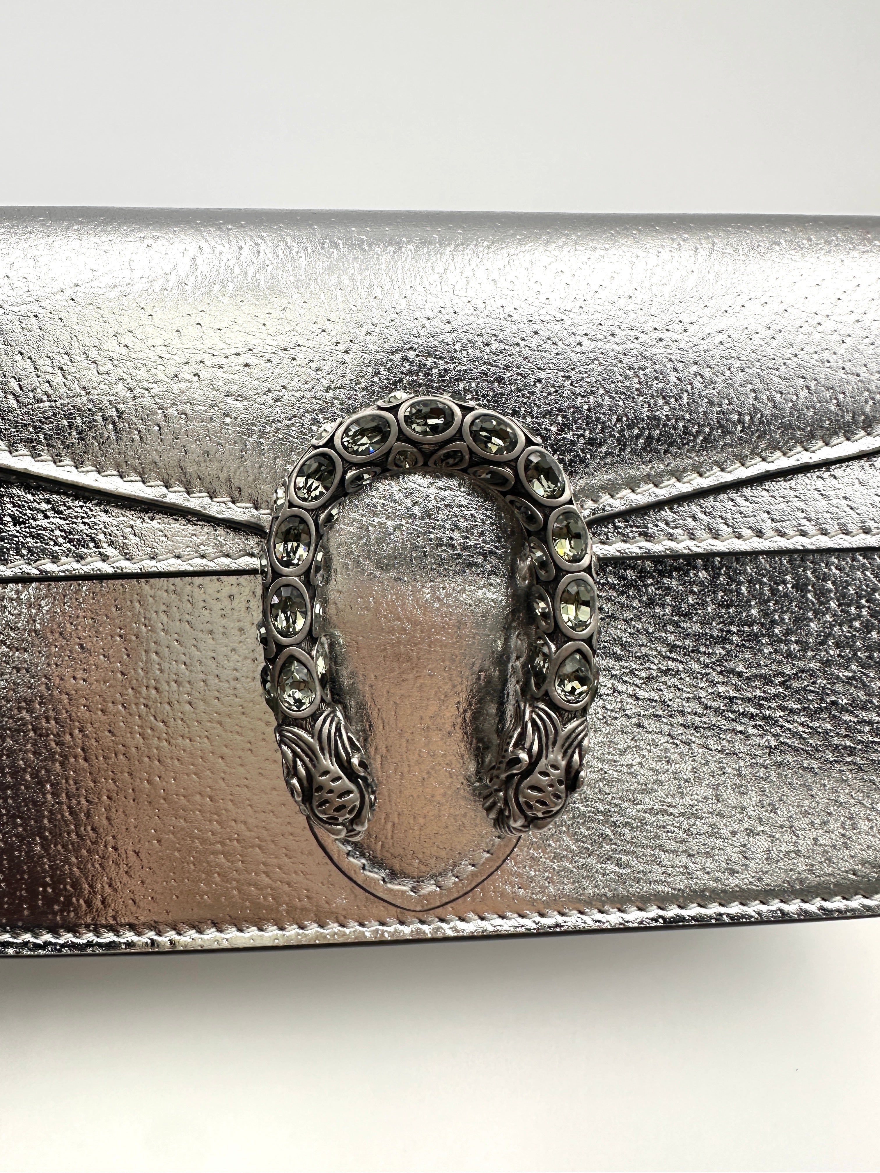 Gucci Dionysus Silver Leather Mini Shoulder Bag GG1096