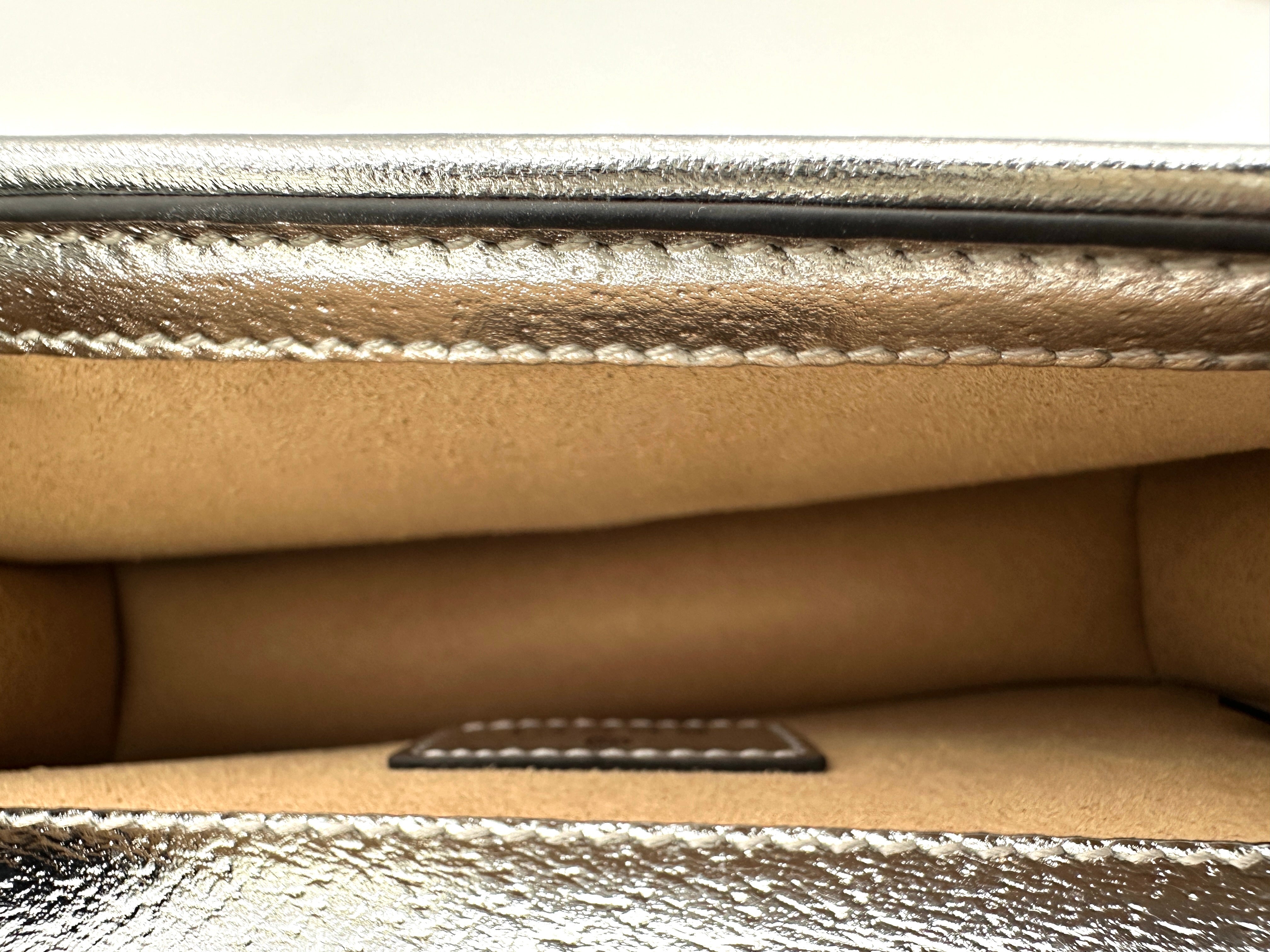 Gucci Dionysus Silver Leather Mini Shoulder Bag GG1096