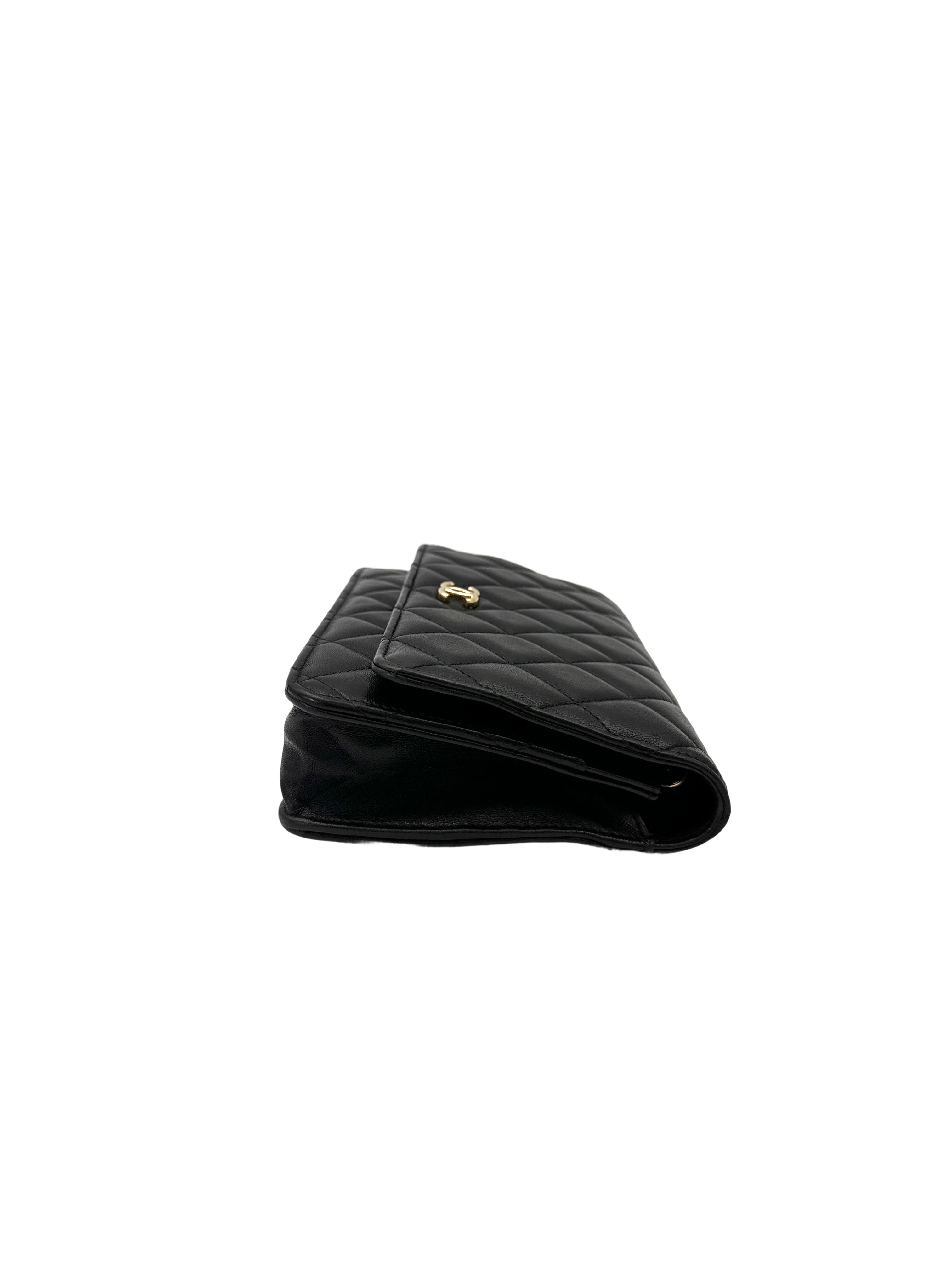 Chanel Black Quilted Leather Wallet On Chain With Gold Buckle(31***09)CC2020