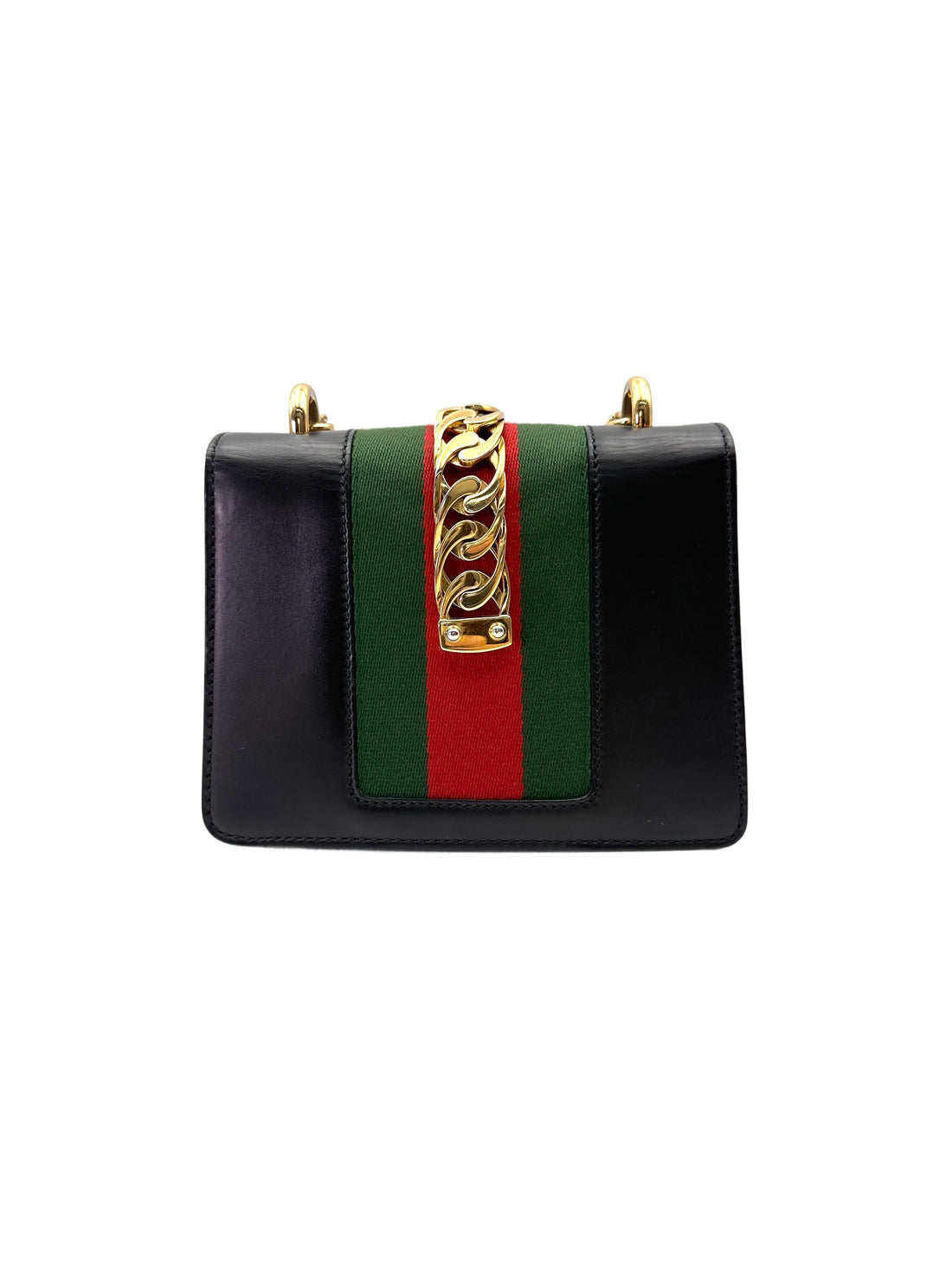 Gucci Sylvie Black Leather Small Size Shoulder Bag GG1097