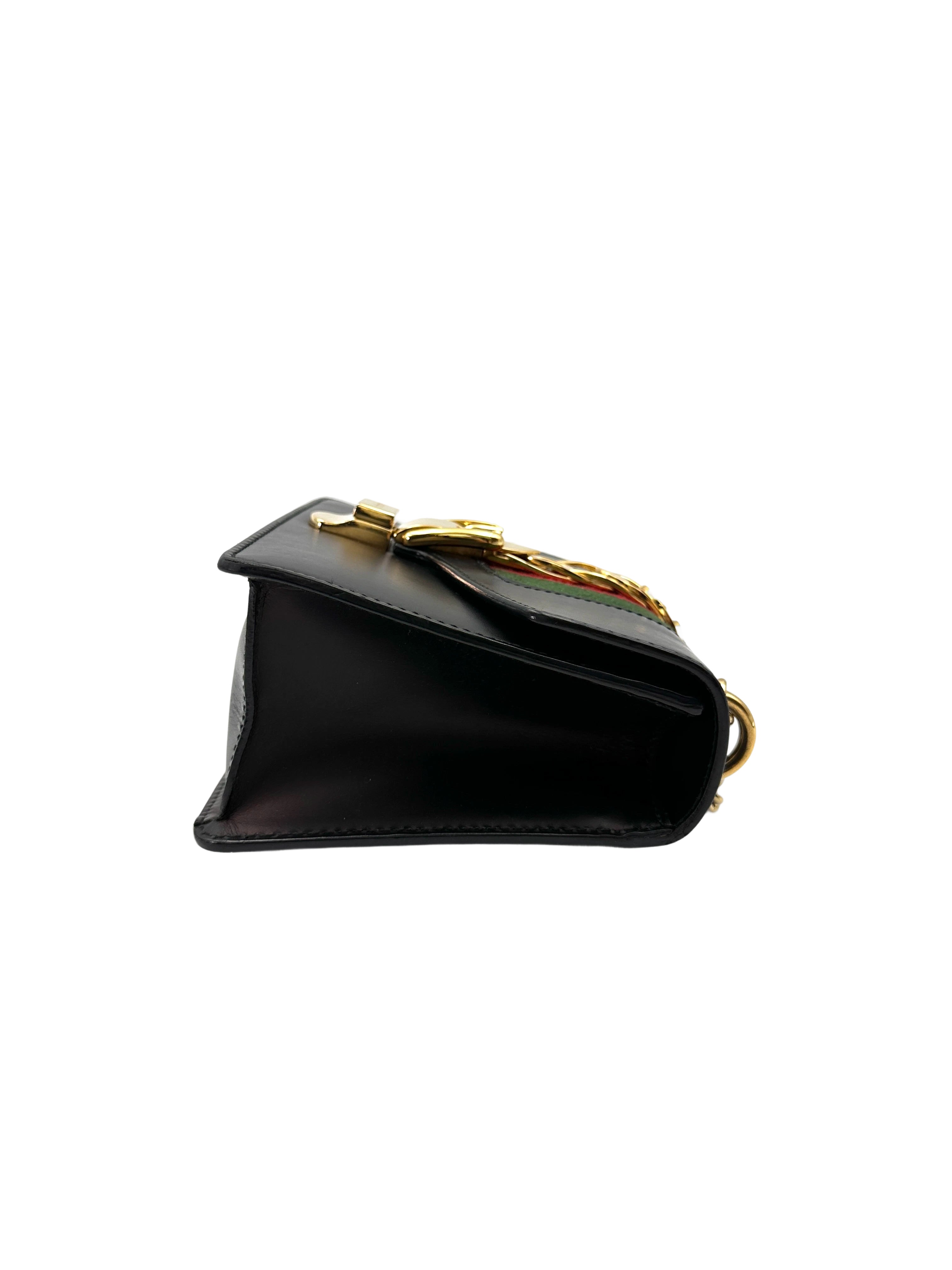 Gucci Sylvie Black Leather Small Size Shoulder Bag GG1097