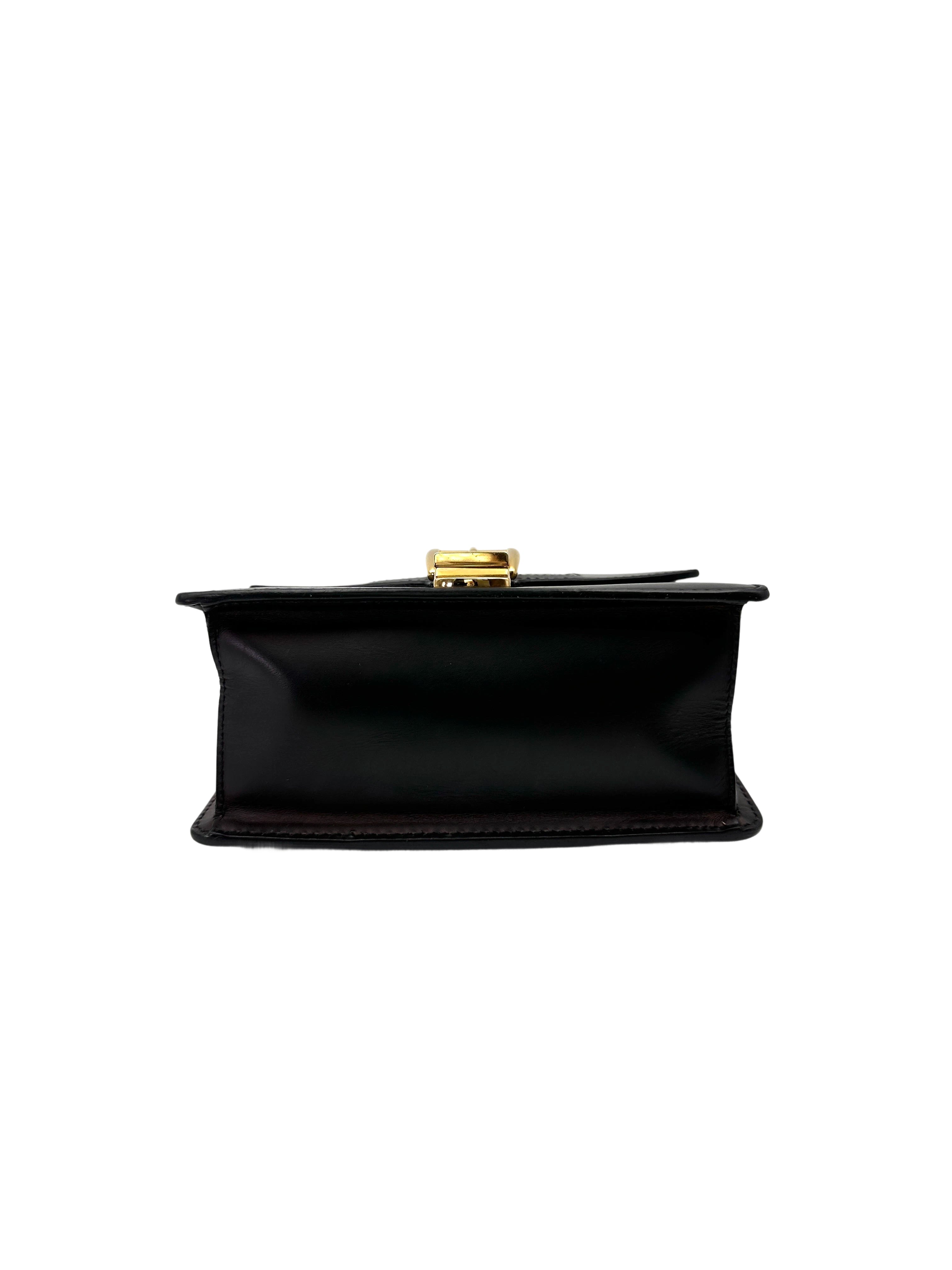 Gucci Sylvie Black Leather Small Size Shoulder Bag GG1097