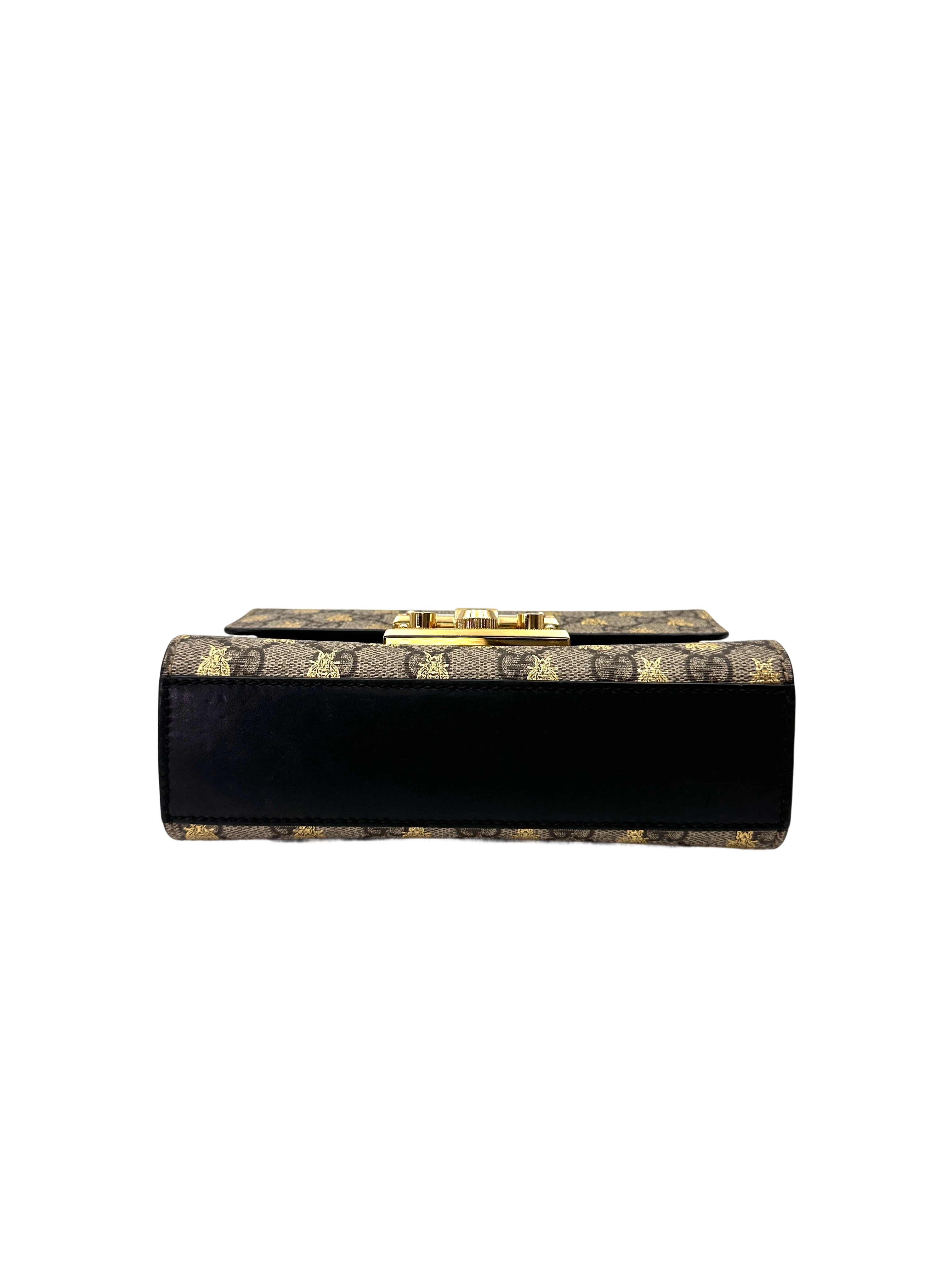 Gucci Padlock Bee Star Black Leather Shoulder Bag GG1094