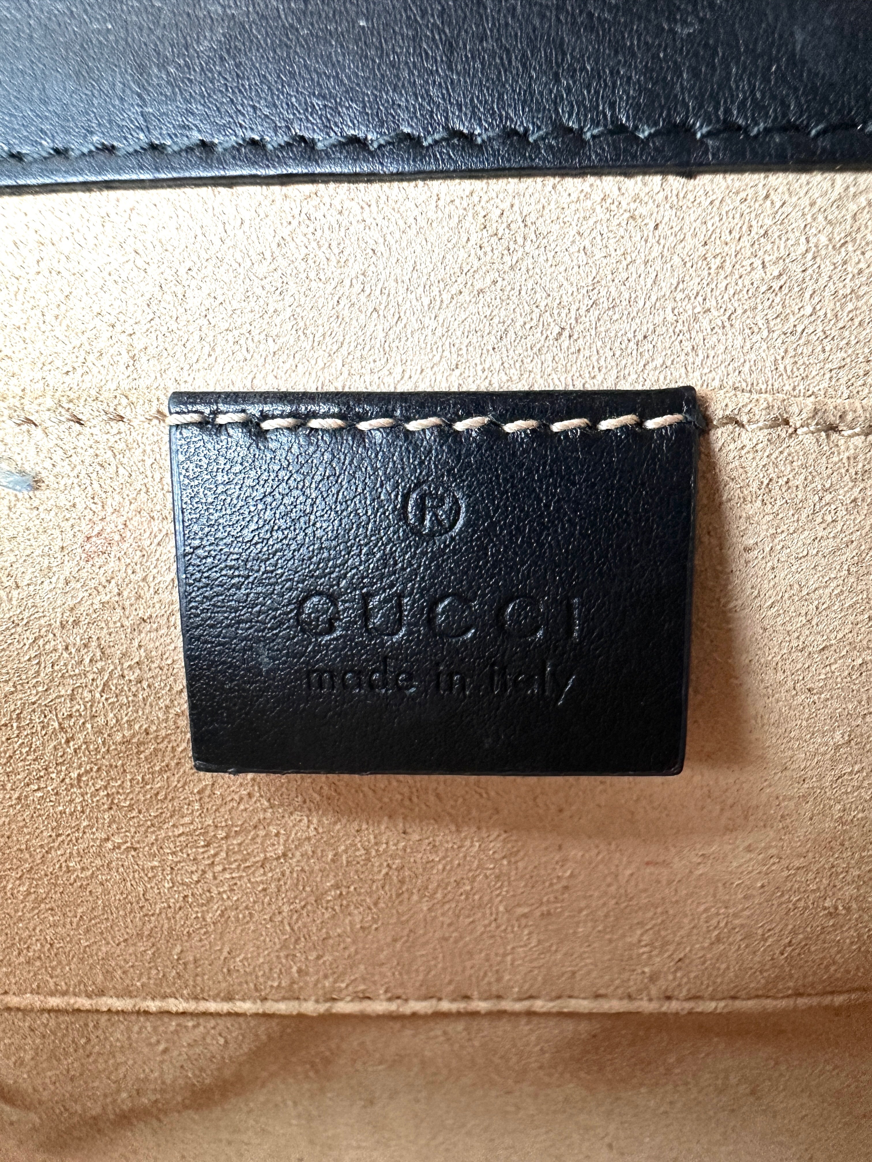 Gucci Padlock Bee Star Black Leather Shoulder Bag GG1094