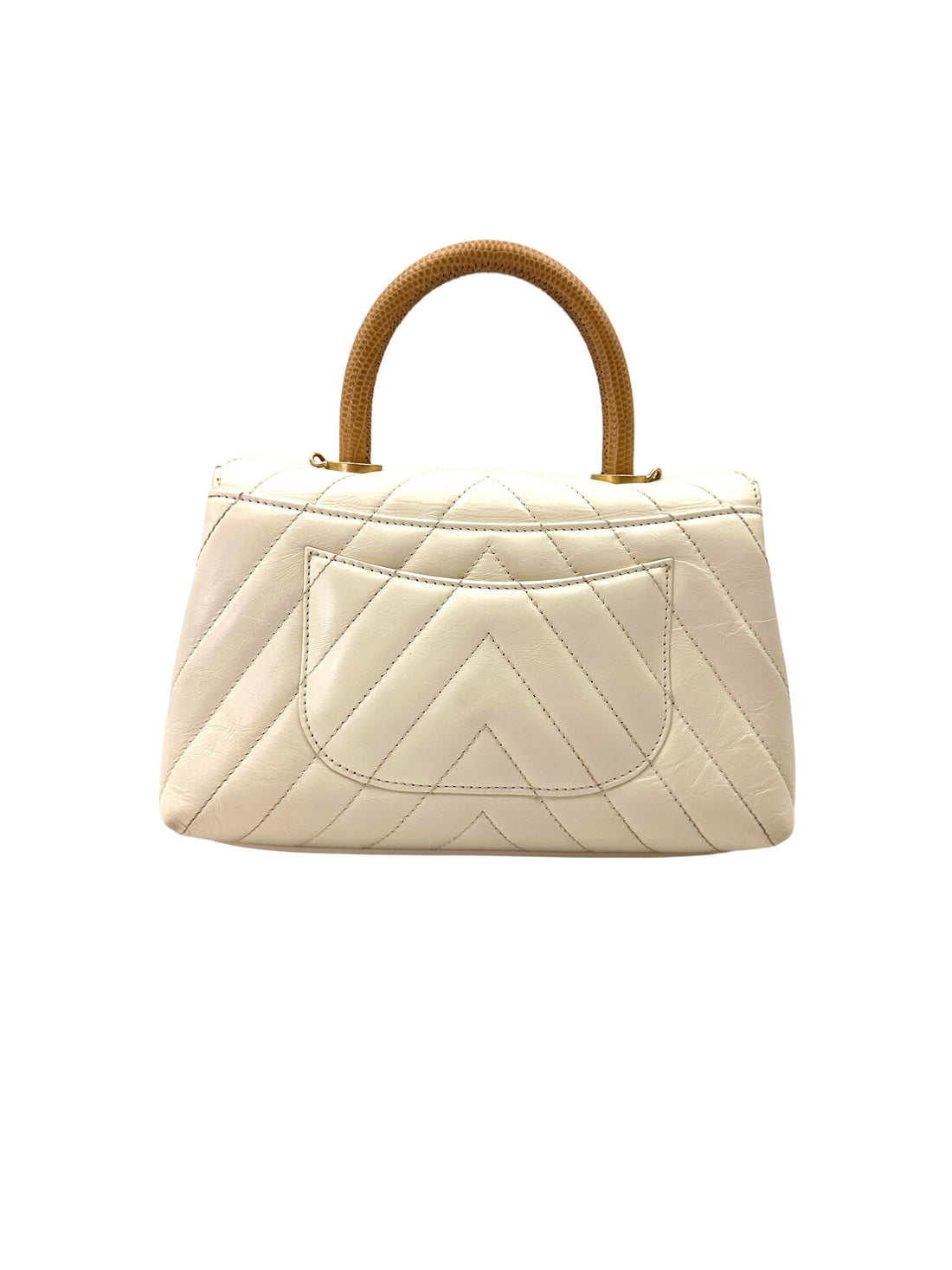 Chanel CoCo Handle White Chevron Quilted Leather Small Size Shoulder Bag(25***16) CC2023
