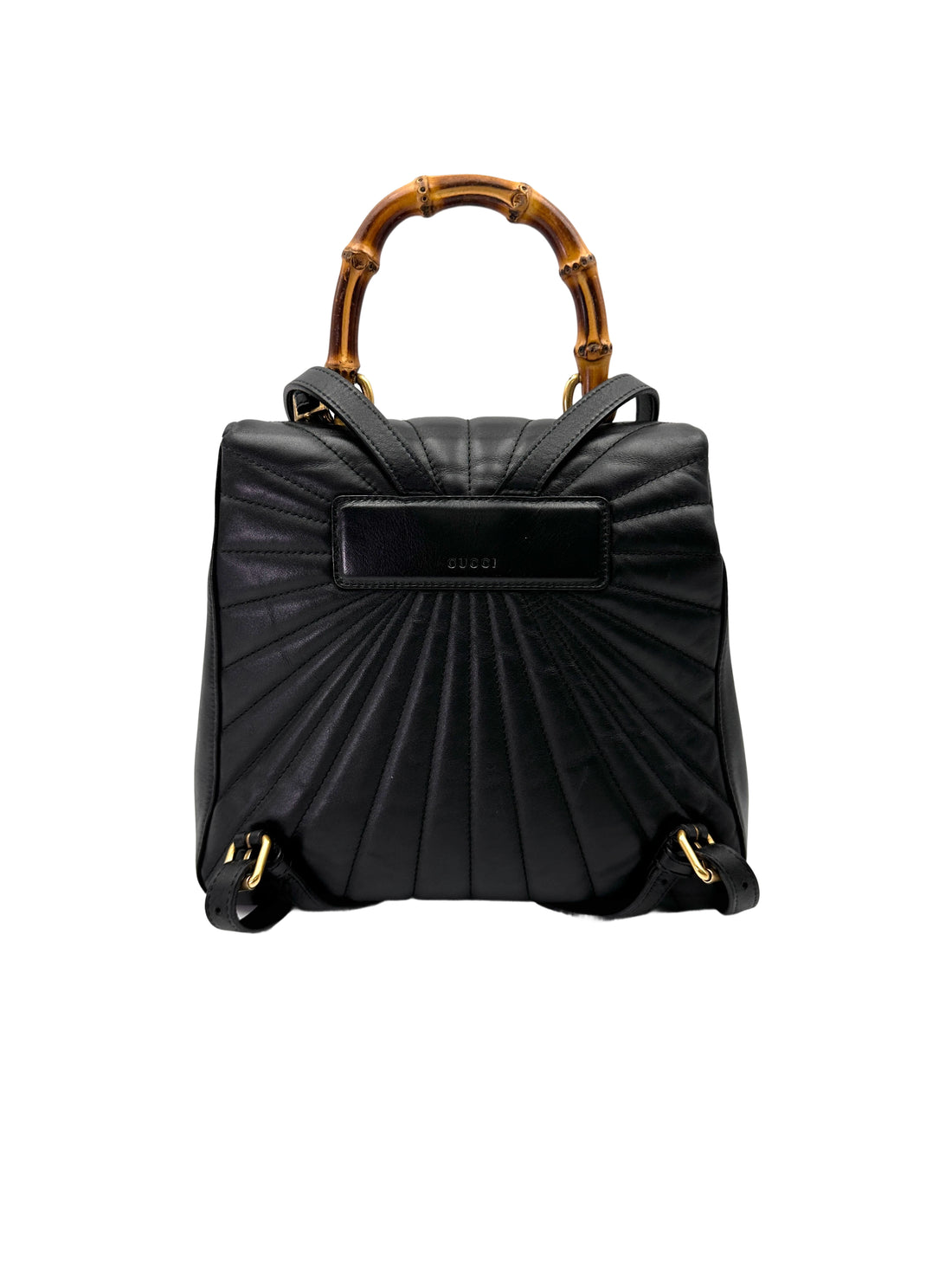 Gucci Queen Margaret Black Quilted Leather Bamboo Top Handle Backpack GG1099