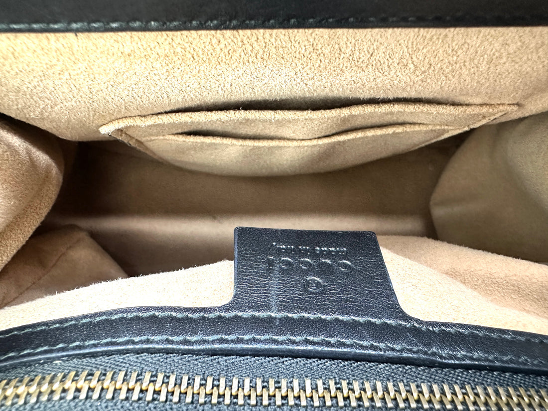 Gucci Queen Margaret Black Quilted Leather Bamboo Top Handle Backpack GG1099