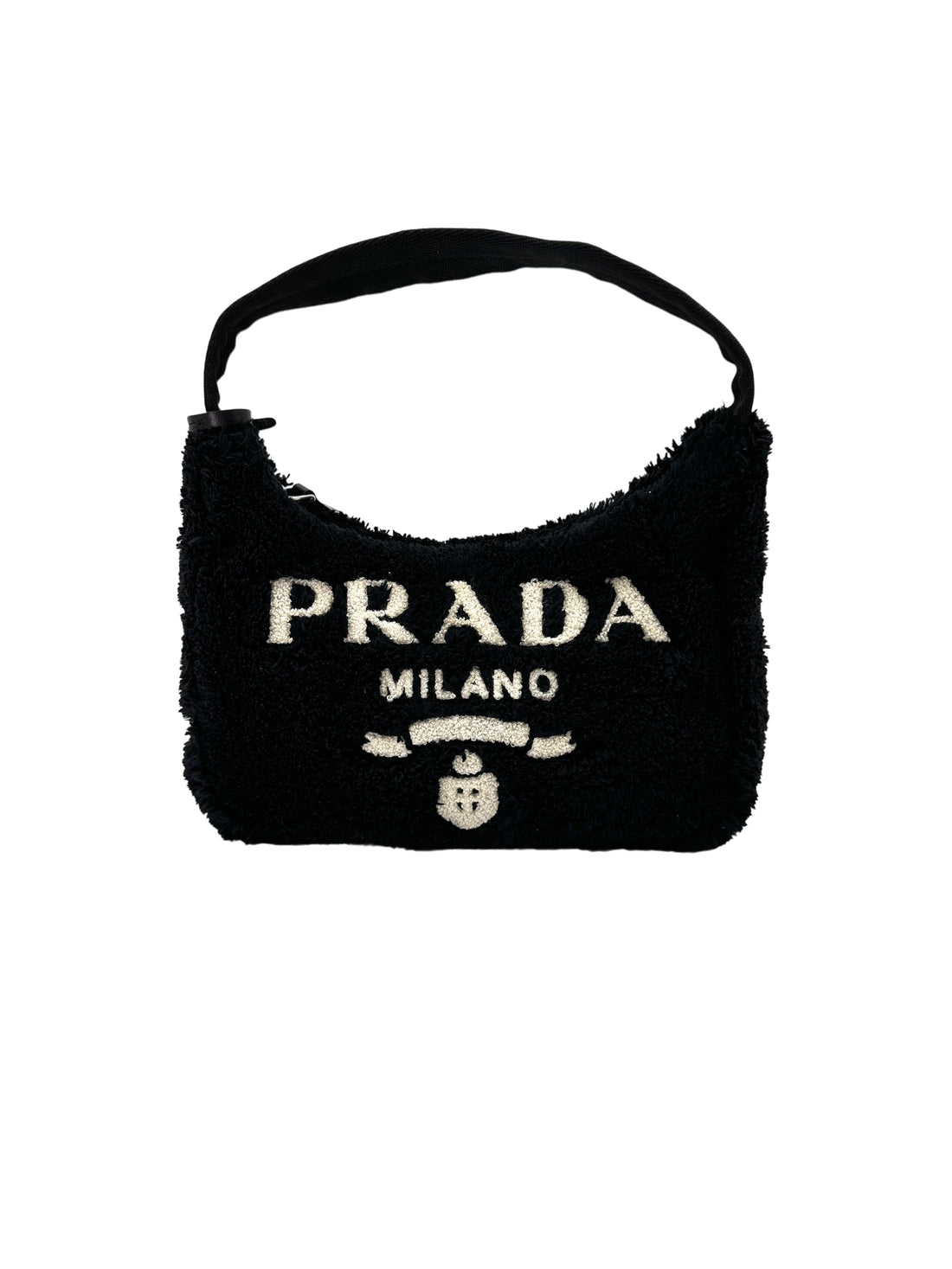 Prada 2000 Re-Edition Black Terry Cloth Shoulder Bag PR381