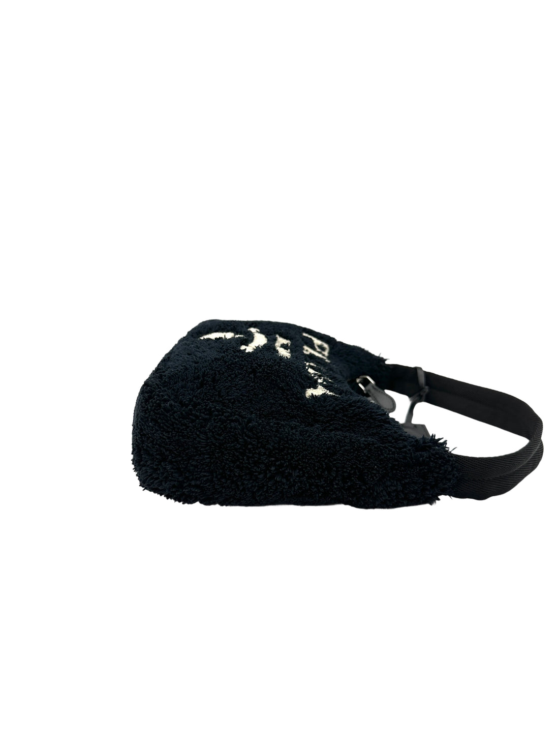 Prada 2000 Re-Edition Black Terry Cloth Shoulder Bag PR381