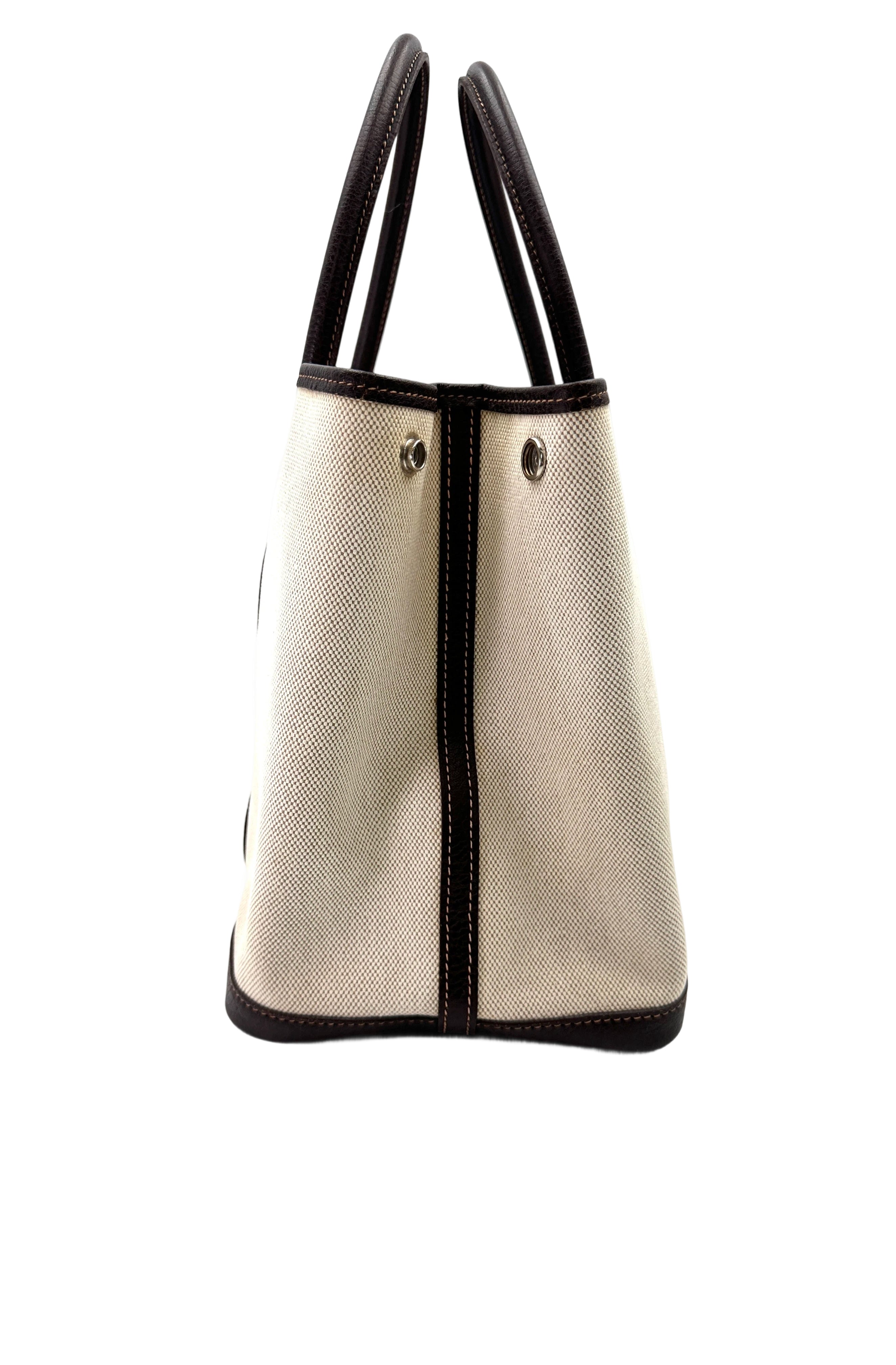 Hermes Garden Party Beige Toile Canvas Handle Bag HR115
