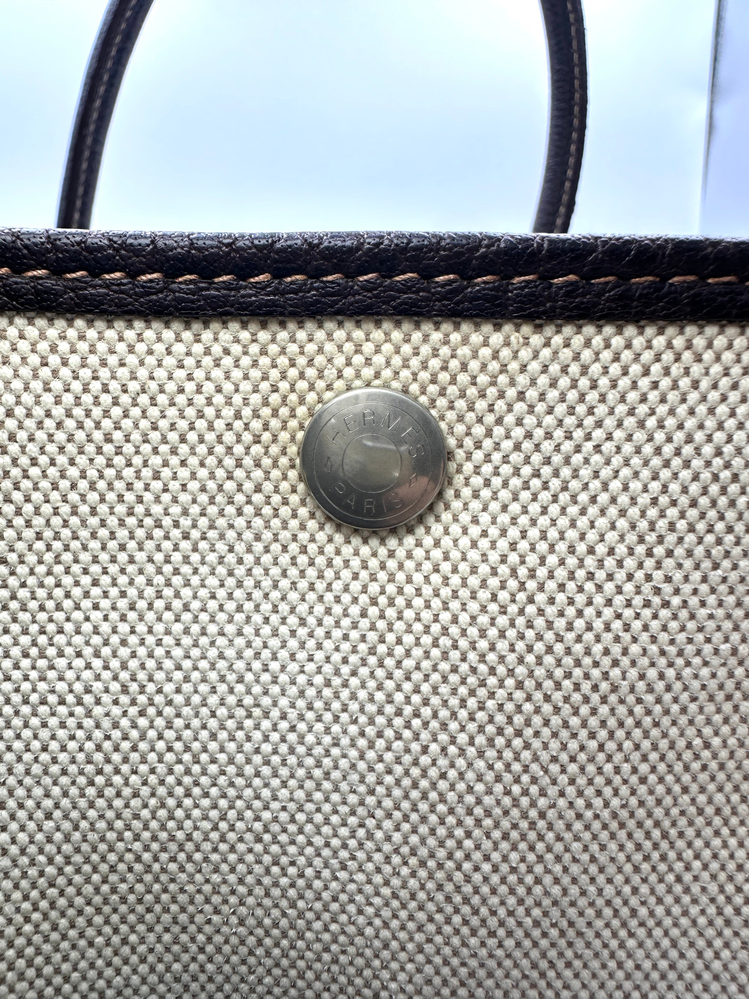 Hermes Garden Party Beige Toile Canvas Handle Bag HR115