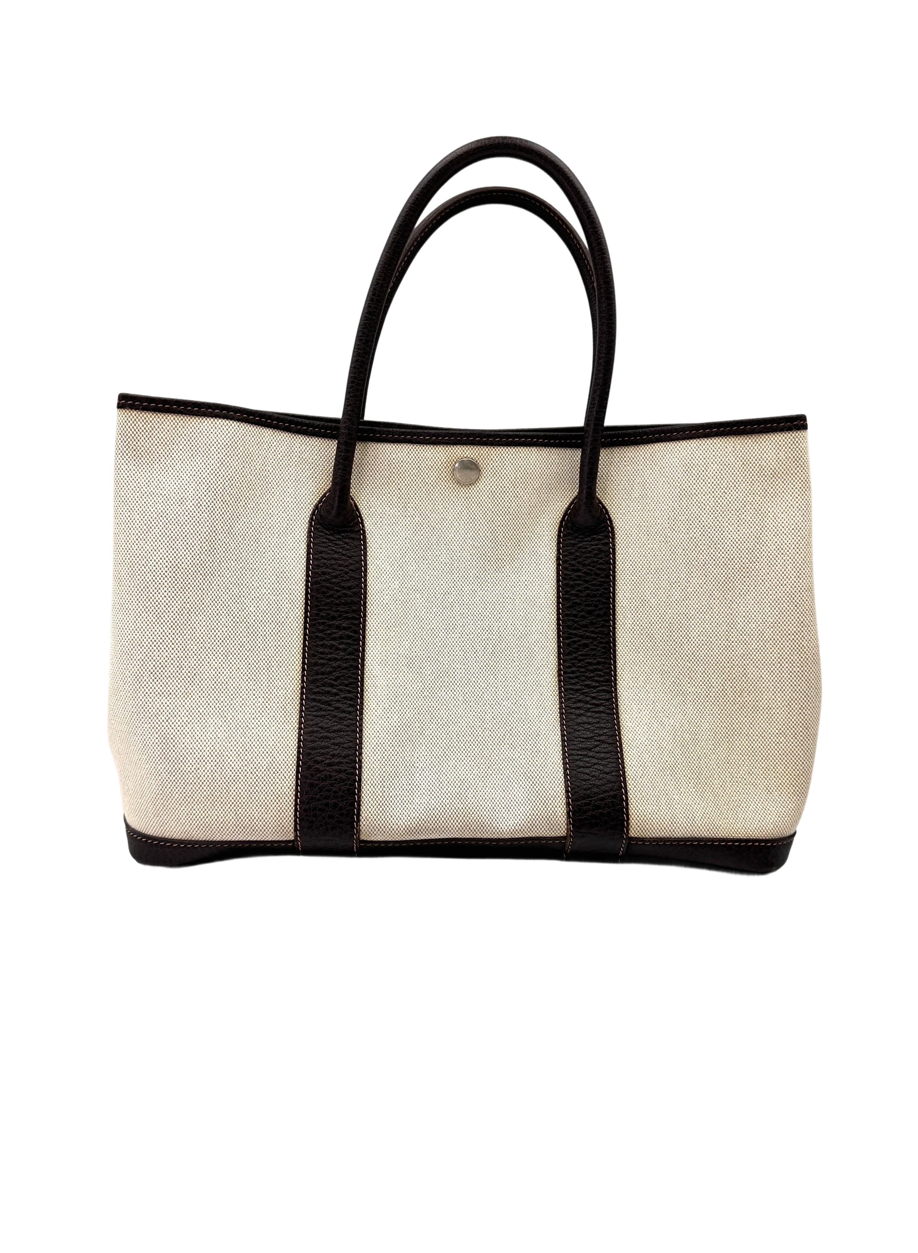 Hermes Garden Party Beige Toile Canvas Handle Bag HR115