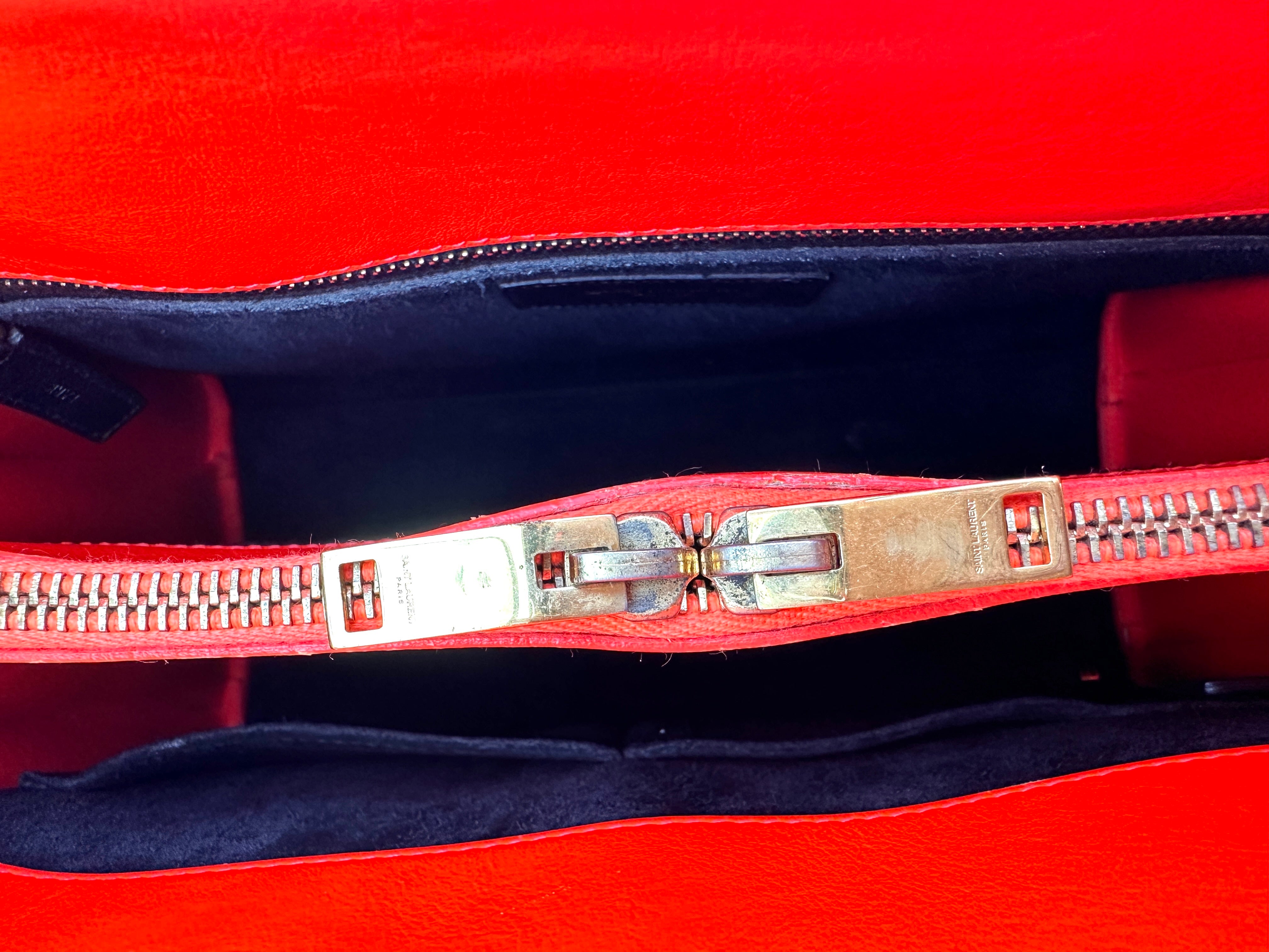 Saint Laurent Sac de Jour Red Leather Medium Size Handle Bag SL239