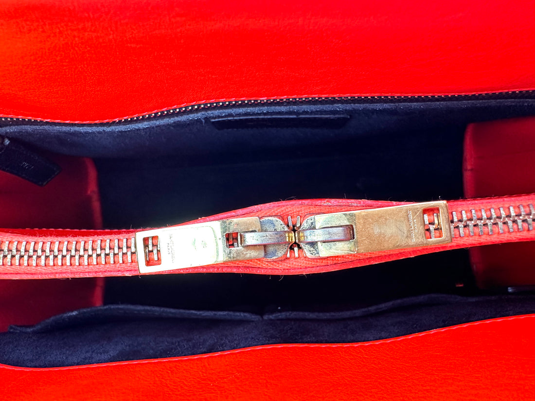 Saint Laurent Sac de Jour Red Leather Medium Size Handle Bag SL239