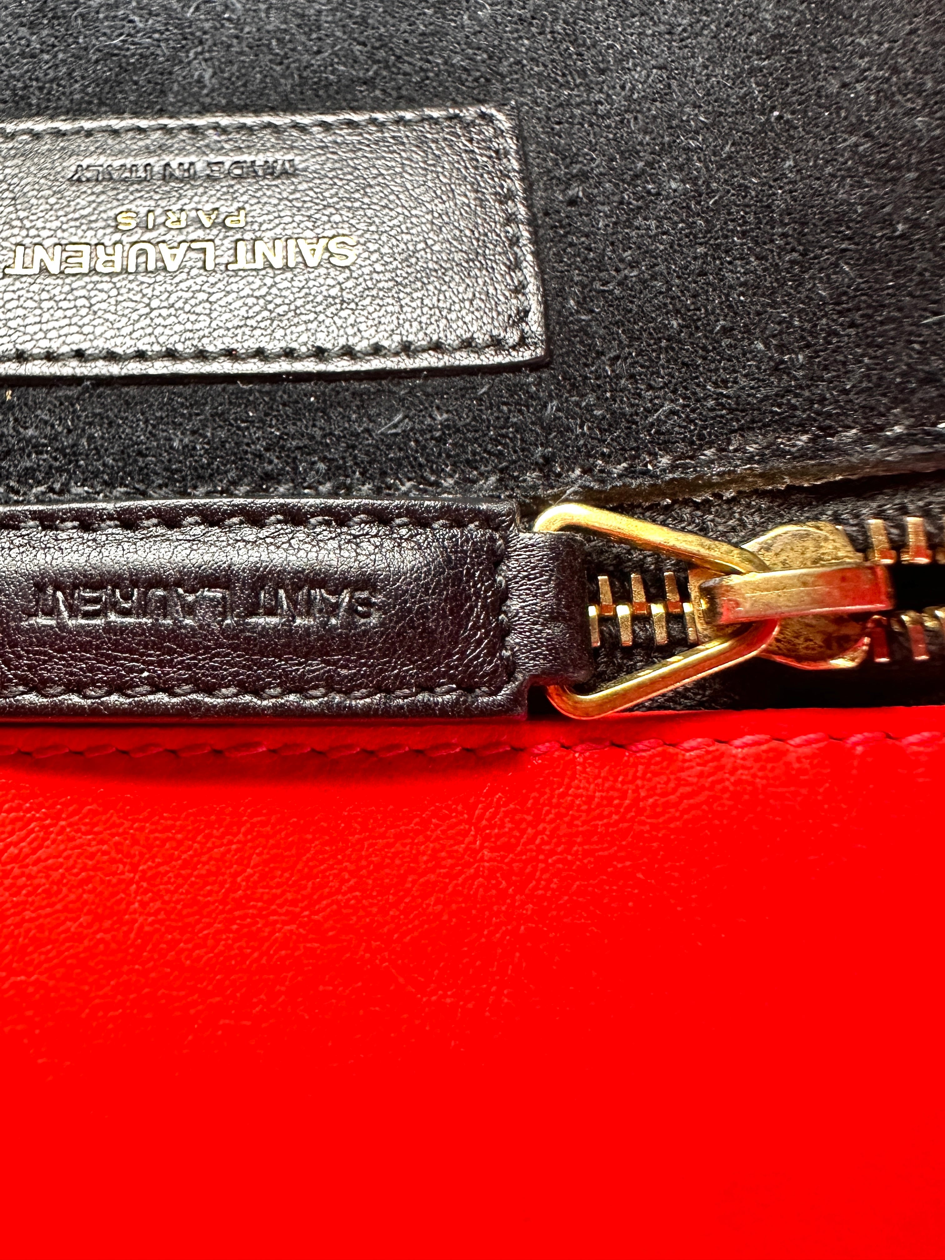 Saint Laurent Sac de Jour Red Leather Medium Size Handle Bag SL239