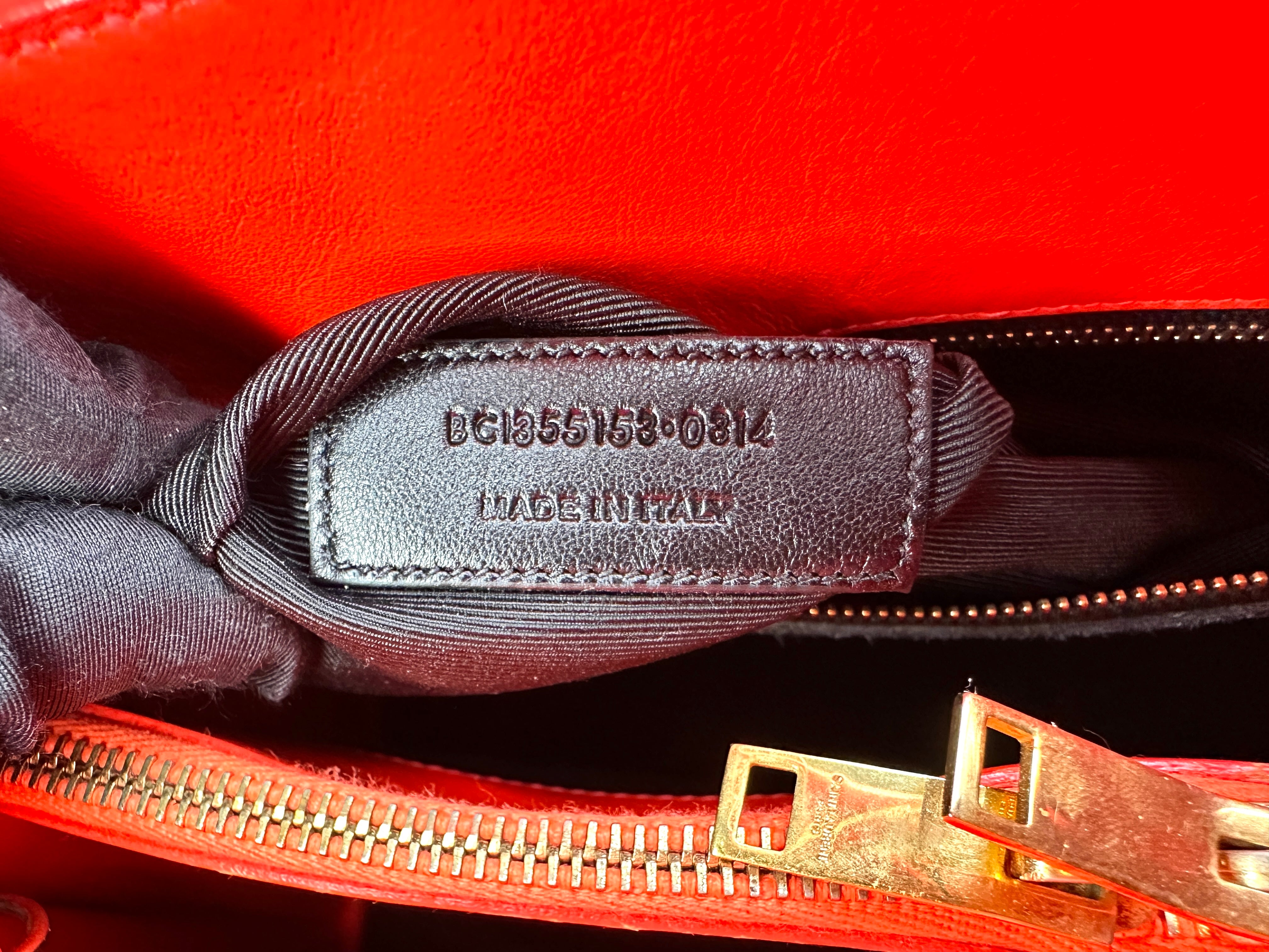 Saint Laurent Sac de Jour Red Leather Medium Size Handle Bag SL239