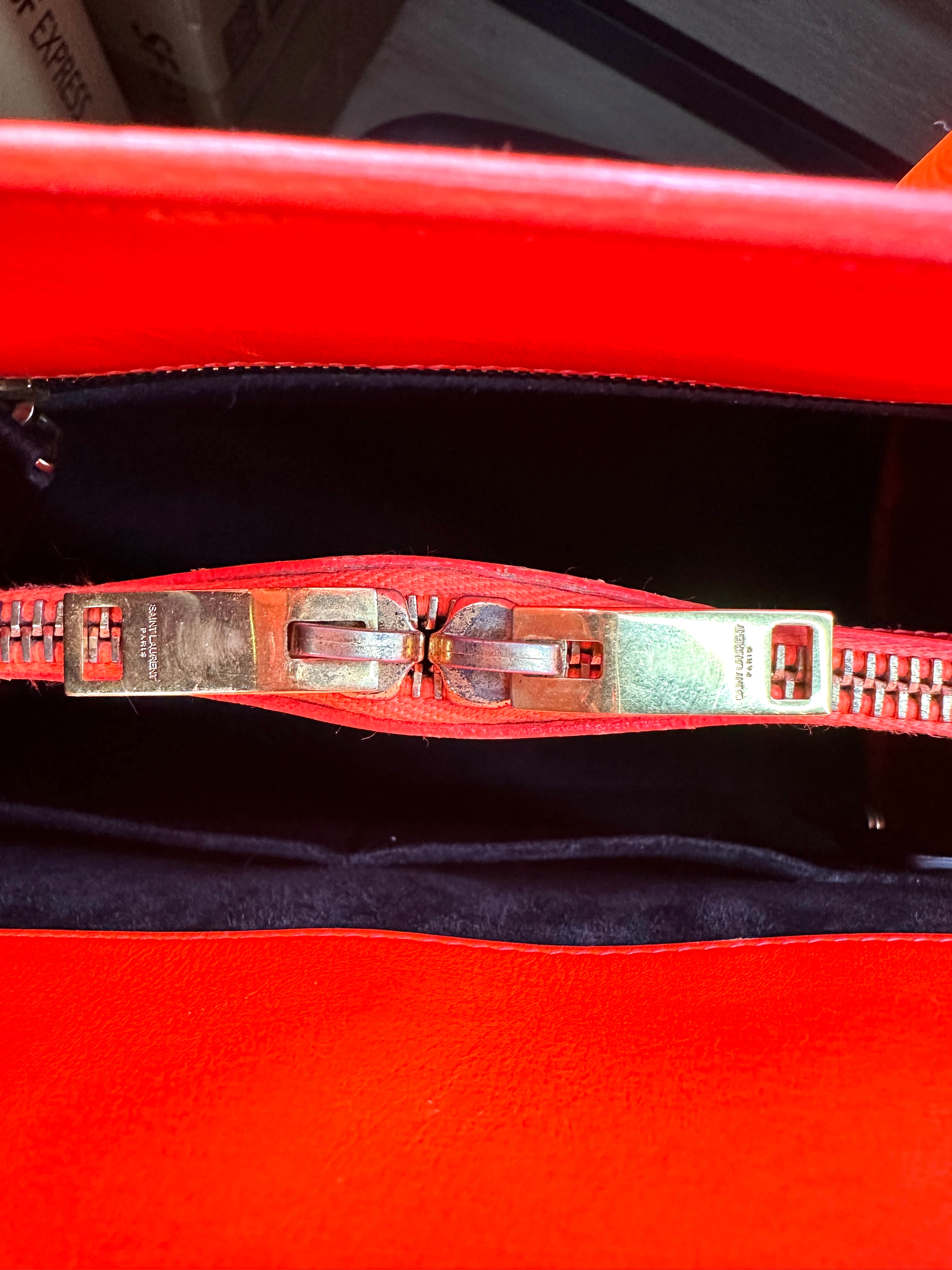Saint Laurent Sac de Jour Red Leather Medium Size Handle Bag SL239