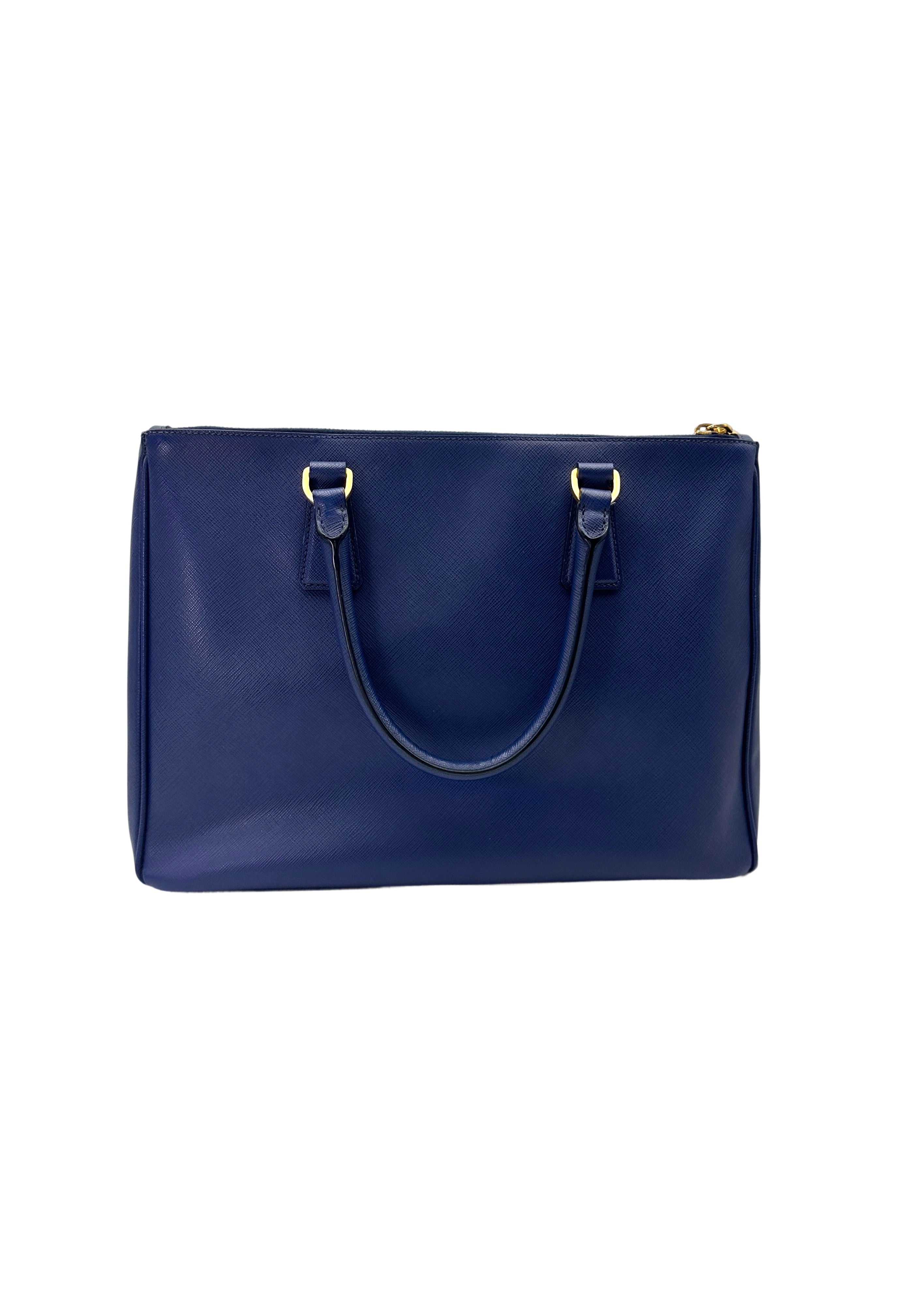 Prada Galleria Blue Saffiano Leather Handle Bag PR379