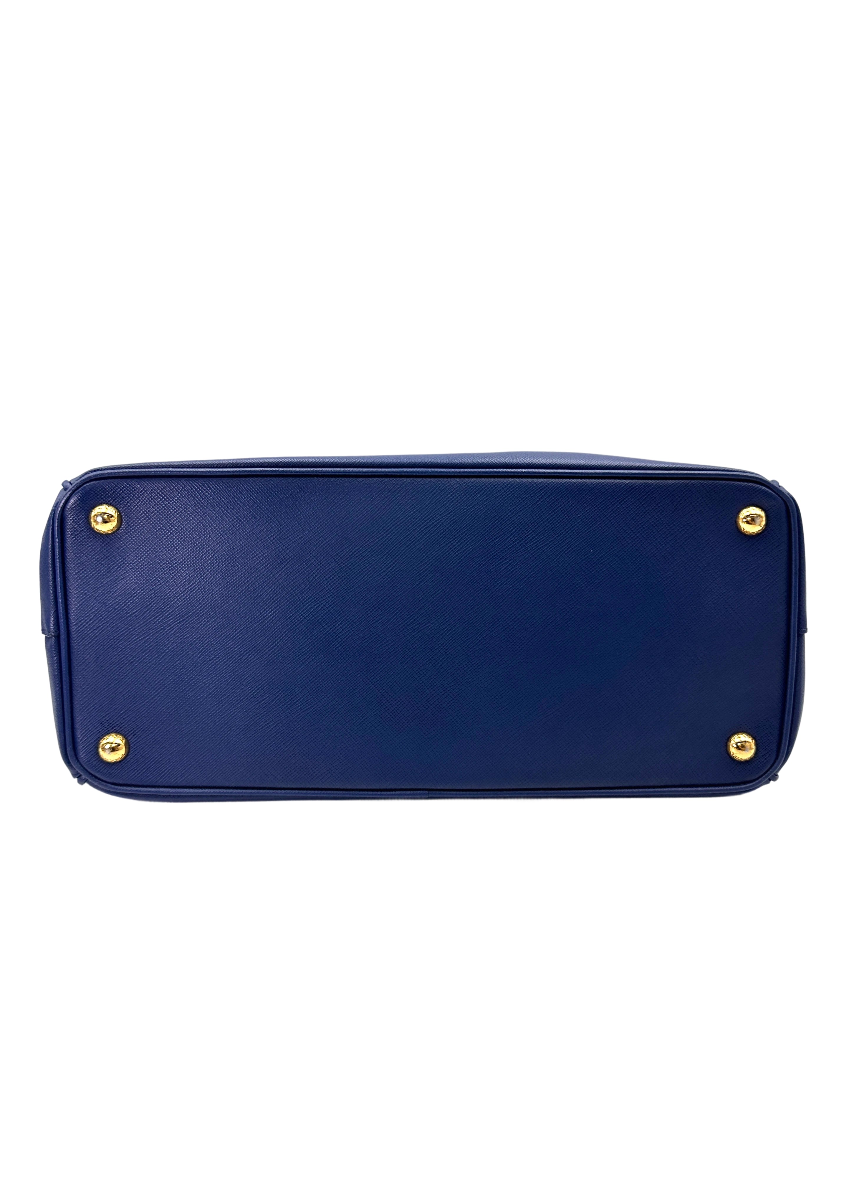 Prada Galleria Blue Saffiano Leather Handle Bag PR379