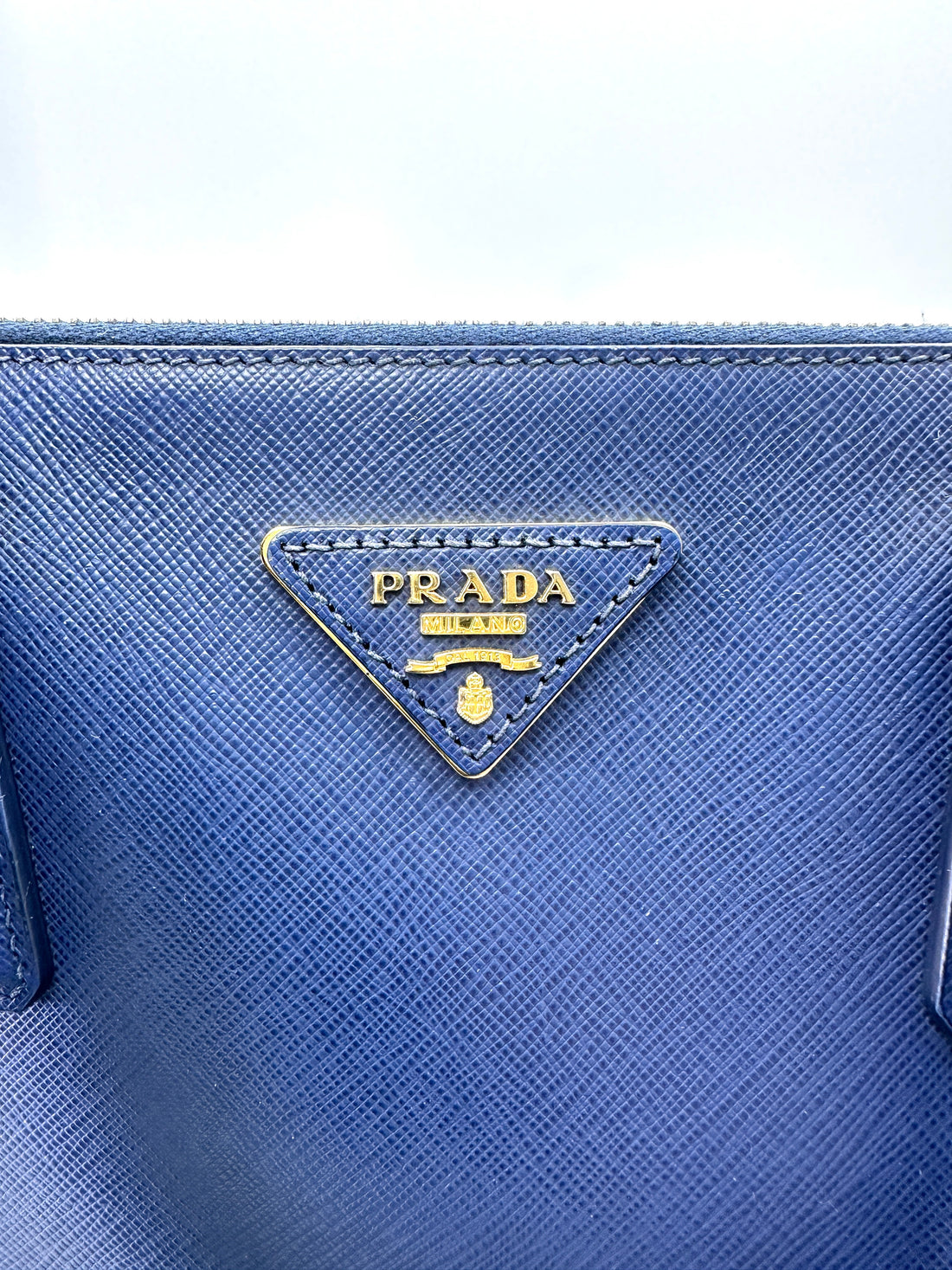 Prada Galleria Blue Saffiano Leather Handle Bag PR379