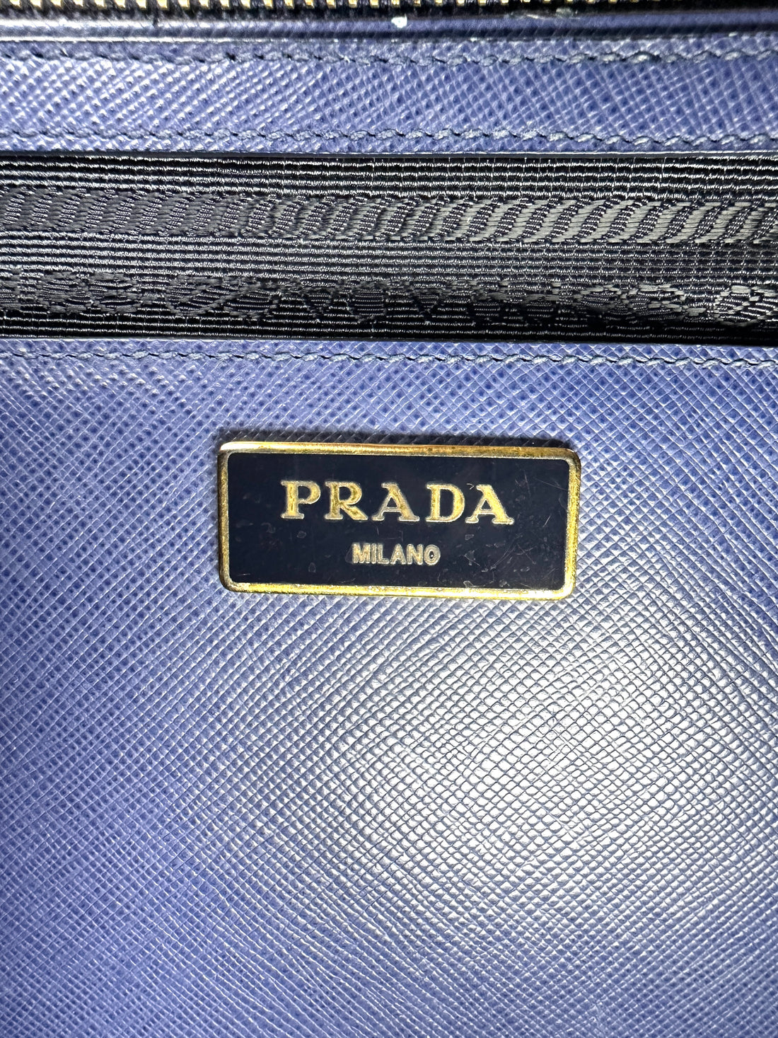 Prada Galleria Blue Saffiano Leather Handle Bag PR379