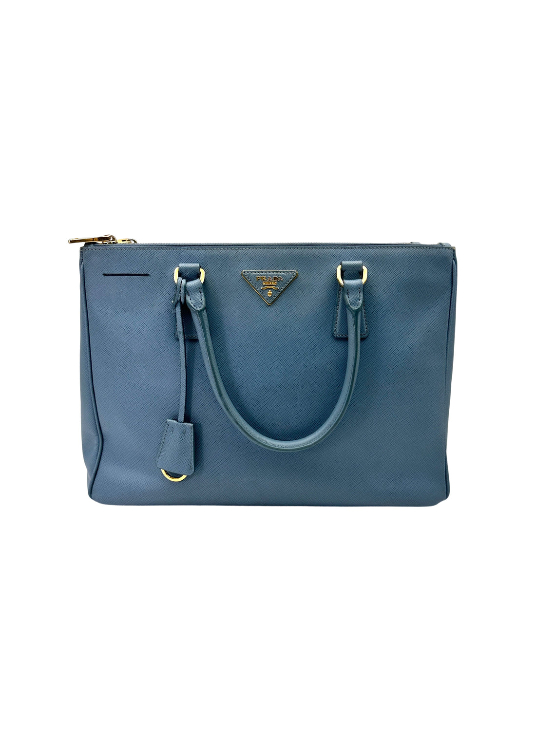Prada Galleria Blue Saffiano Leather Handle Bag PR380