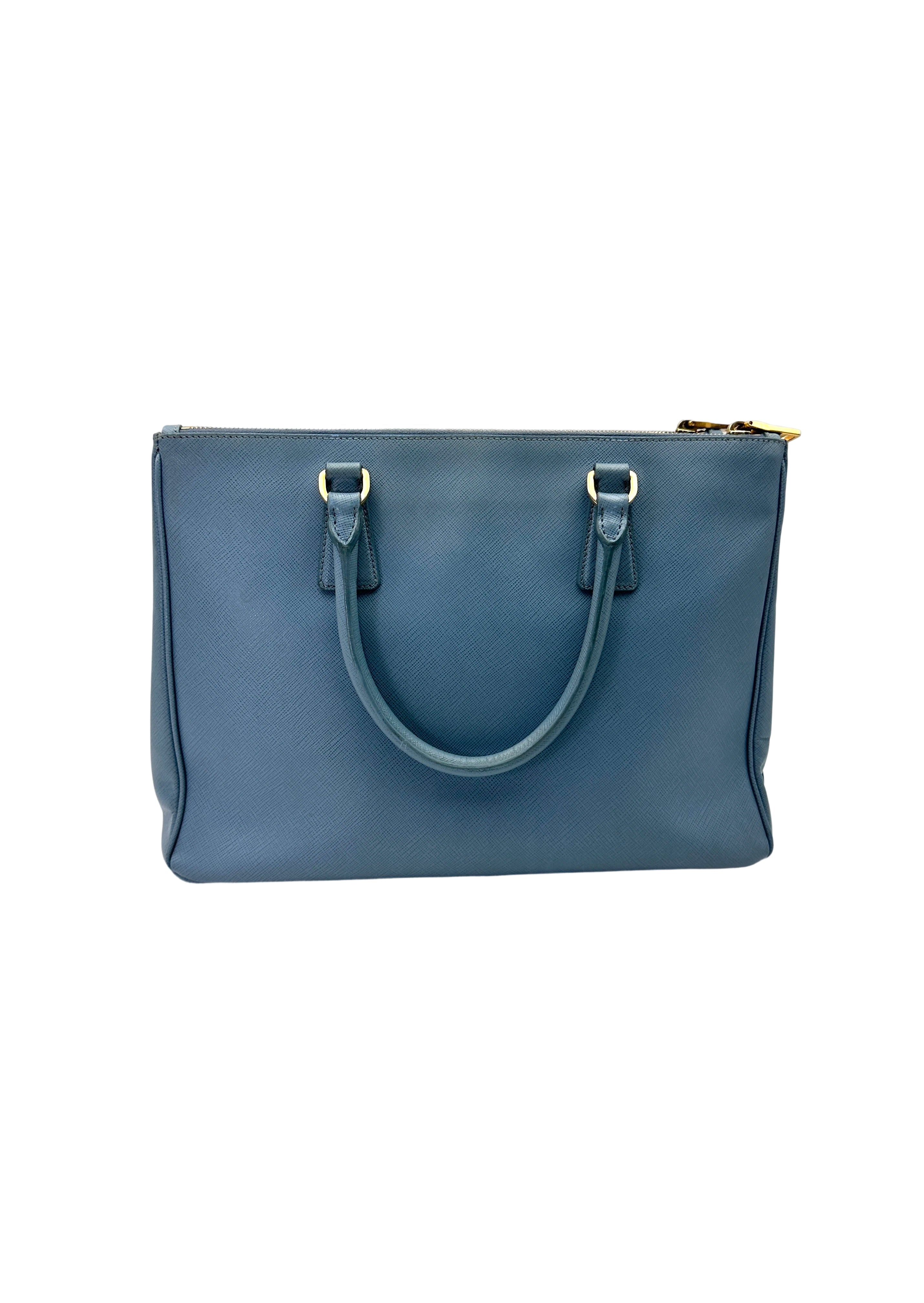 Prada Galleria Blue Saffiano Leather Handle Bag PR380