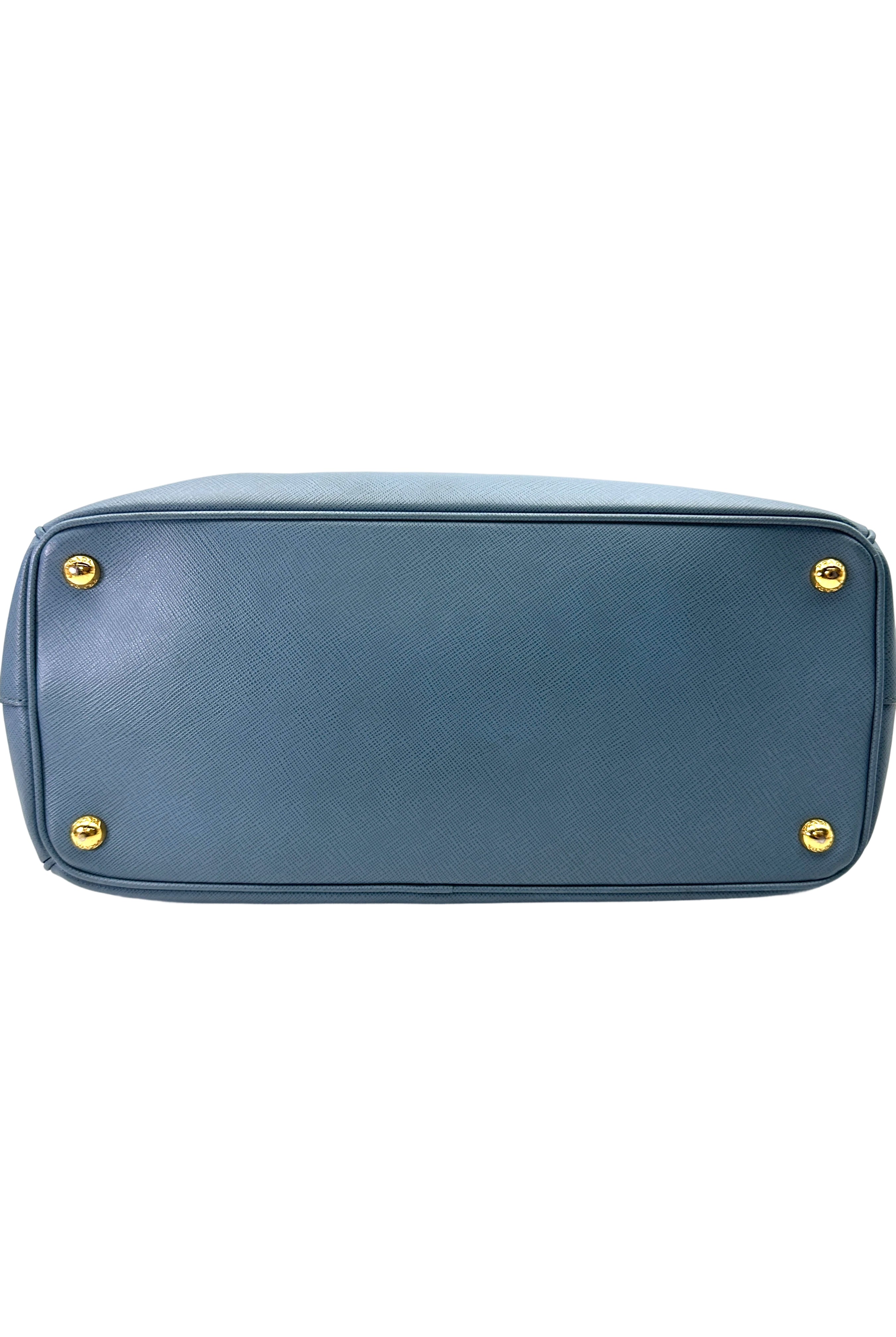 Prada Galleria Blue Saffiano Leather Handle Bag PR380
