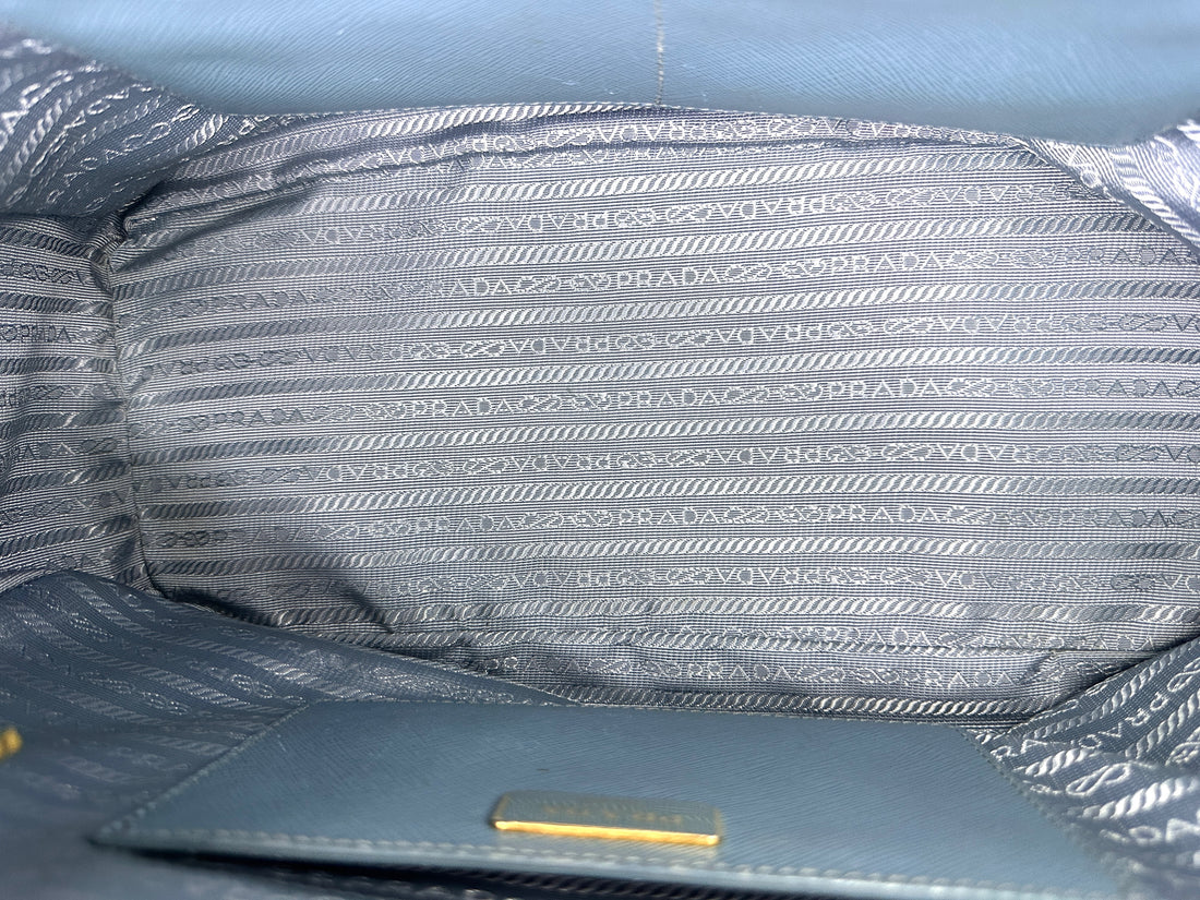 Prada Galleria Blue Saffiano Leather Handle Bag PR380
