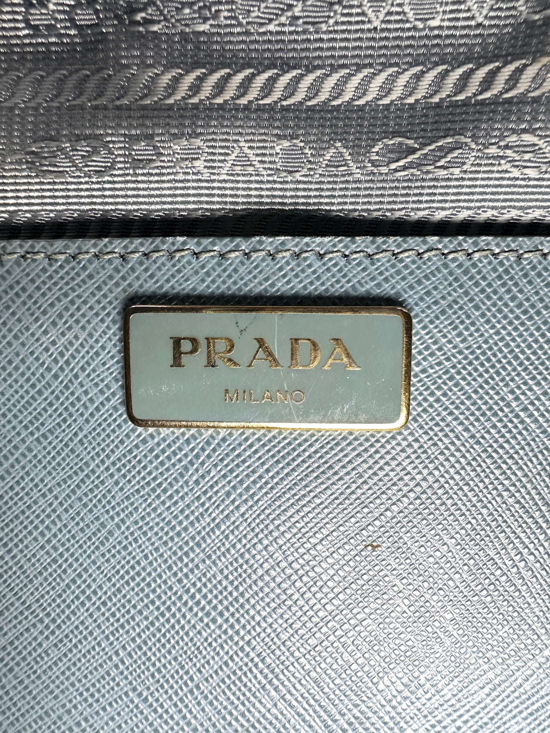 Prada Galleria Blue Saffiano Leather Handle Bag PR380