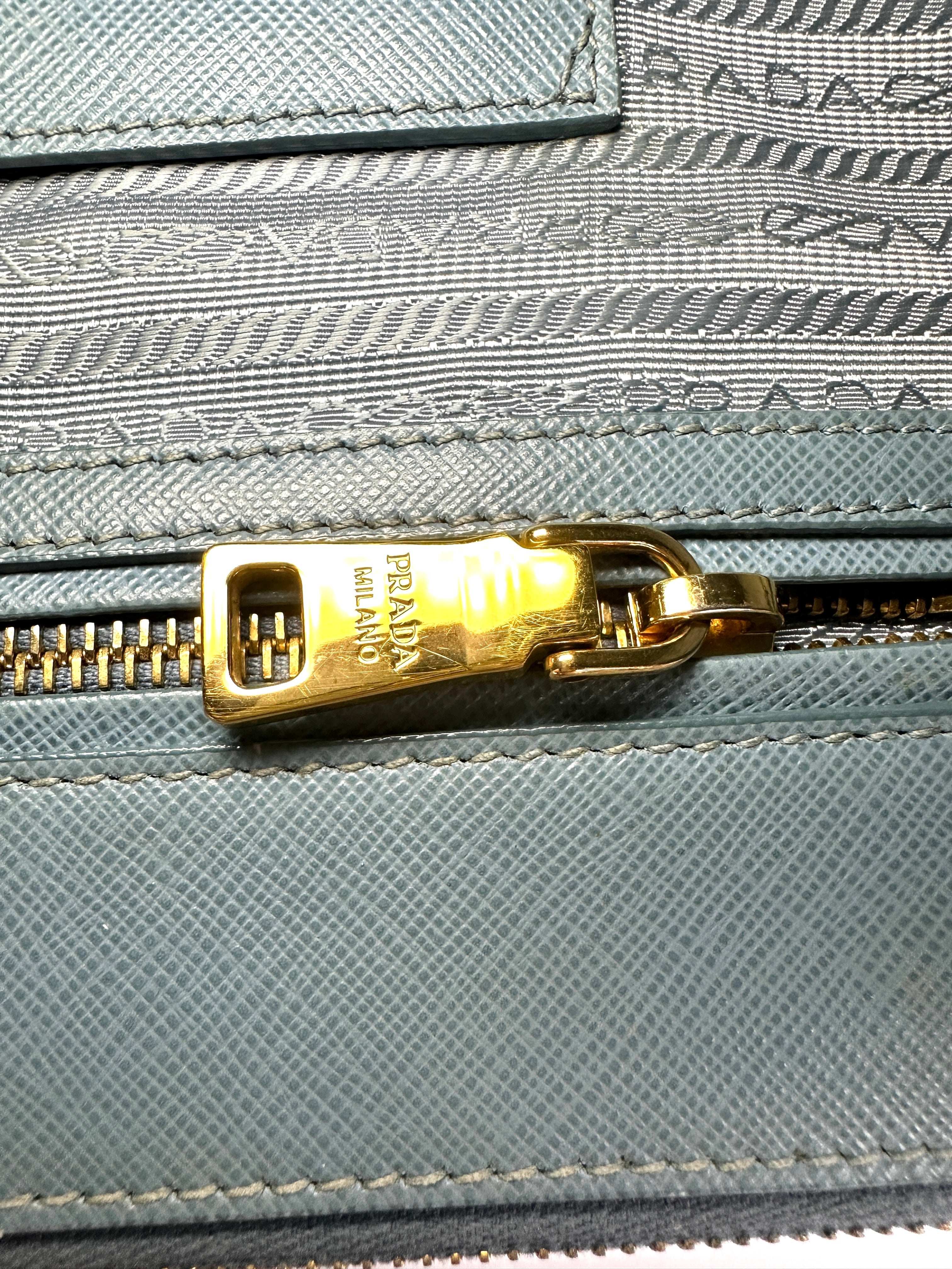 Prada Galleria Blue Saffiano Leather Handle Bag PR380