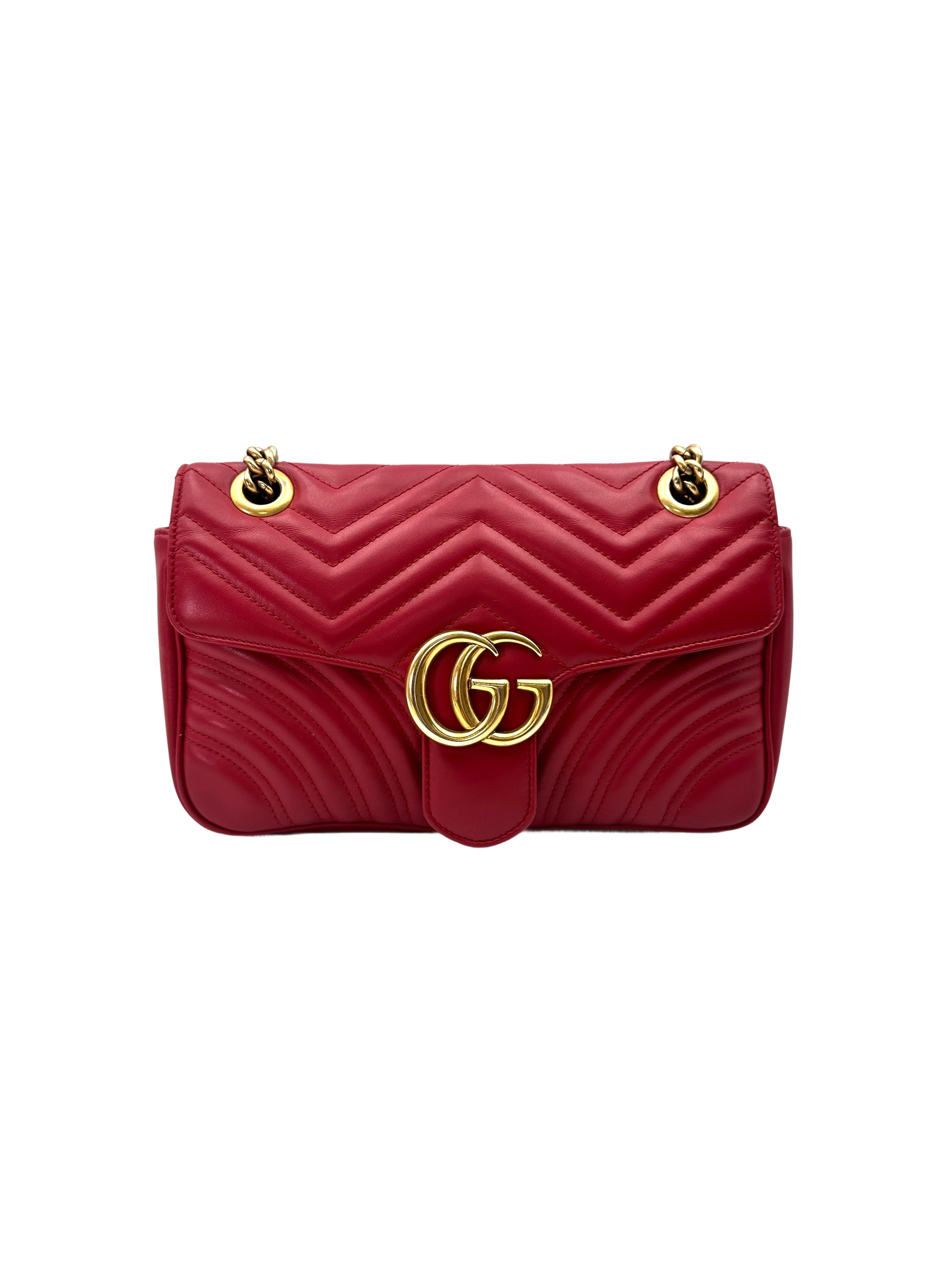 Gucci GG Marmont Red Matelasse Leather Shoulder Bag GG1103