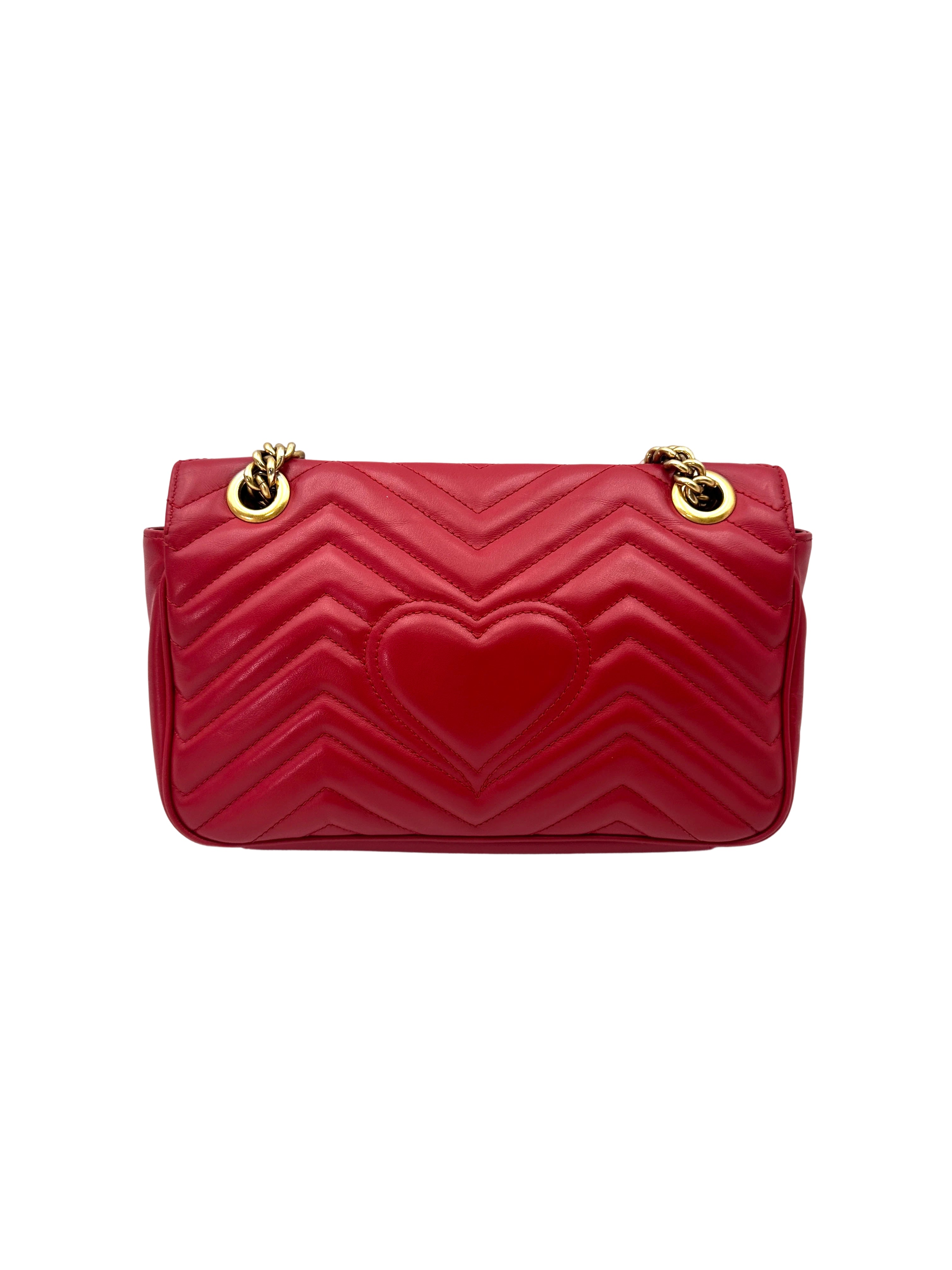 Gucci GG Marmont Red Matelasse Leather Shoulder Bag GG1103